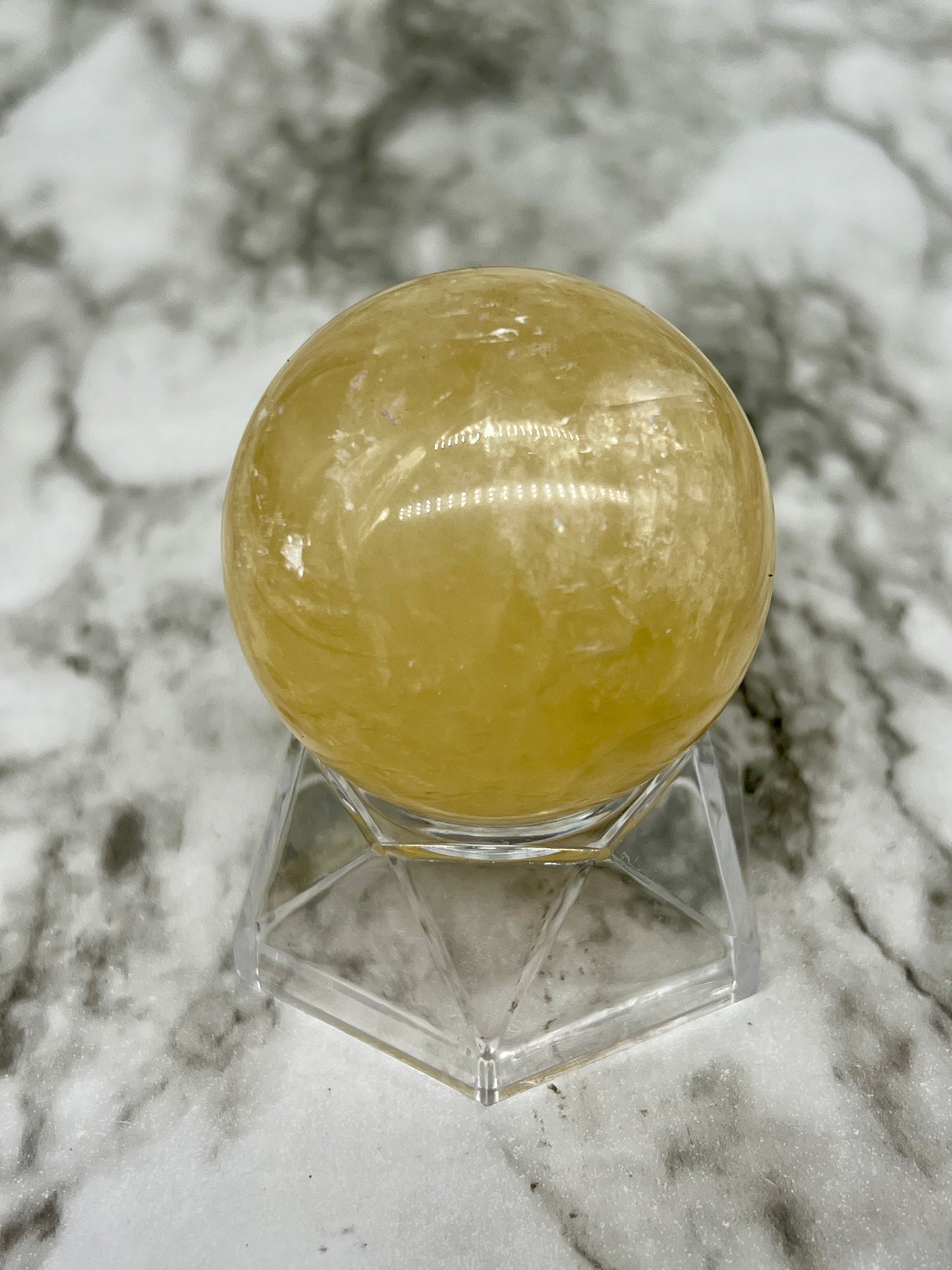 Honey Calcite Sphere π Rainbow Inclusions