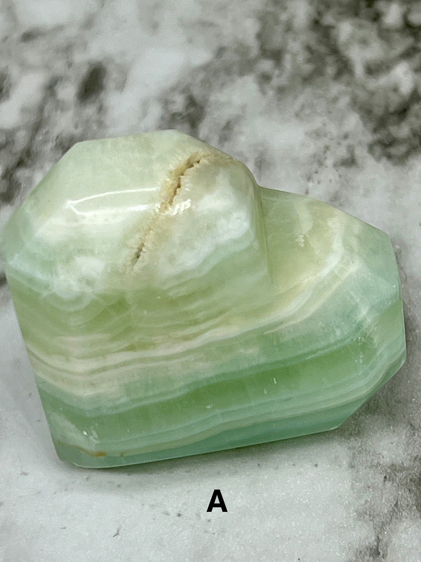 Aqua Caribbean Faceted Calcite Heart