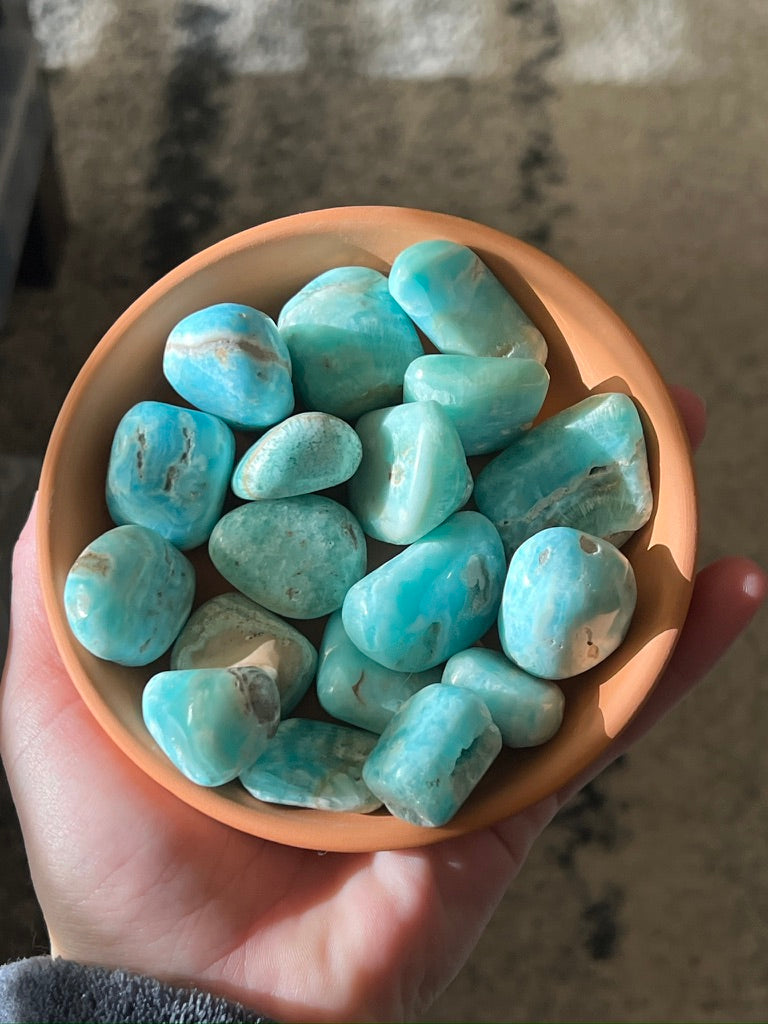 Blue Aragonite Tumbles