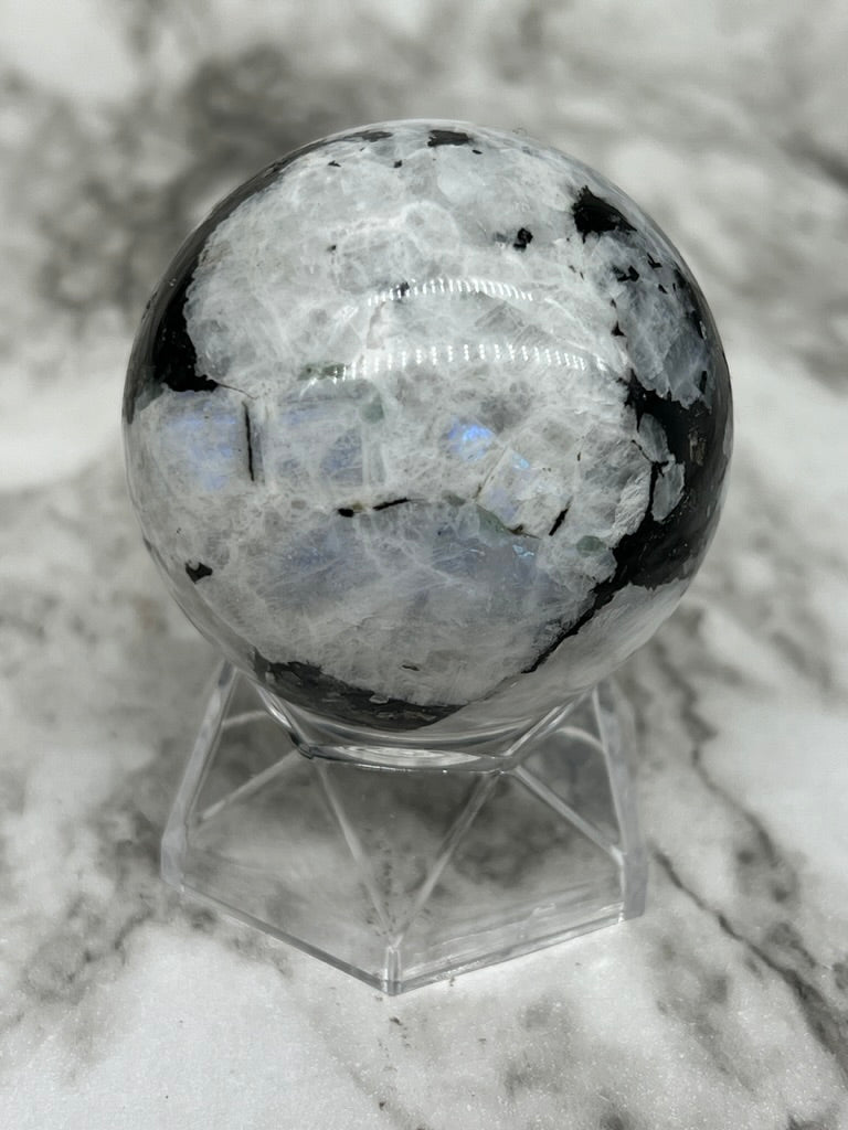 Rainbow / Blue Flash Moonstone Sphere