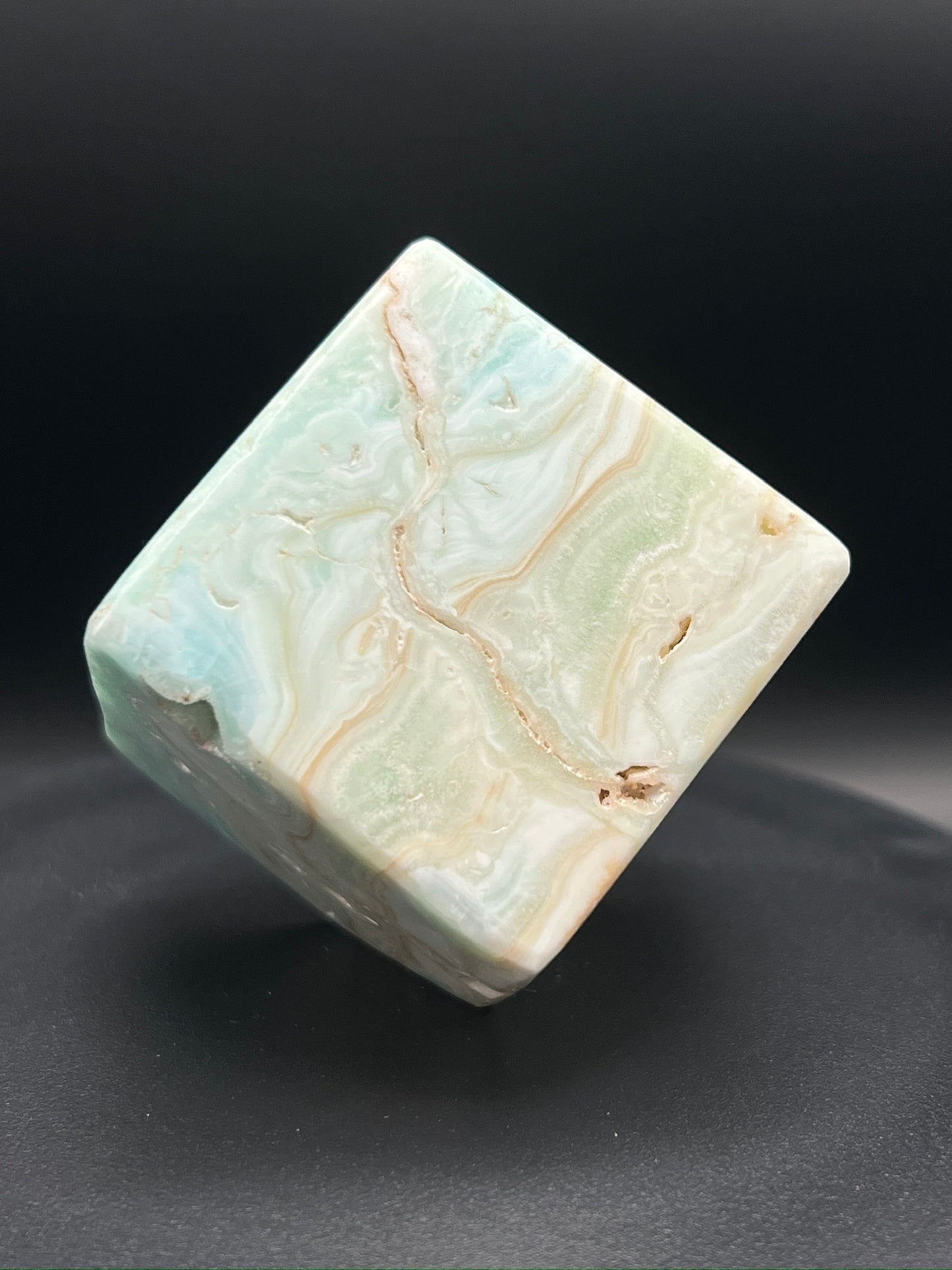 Blue Aragonite Cube Carving