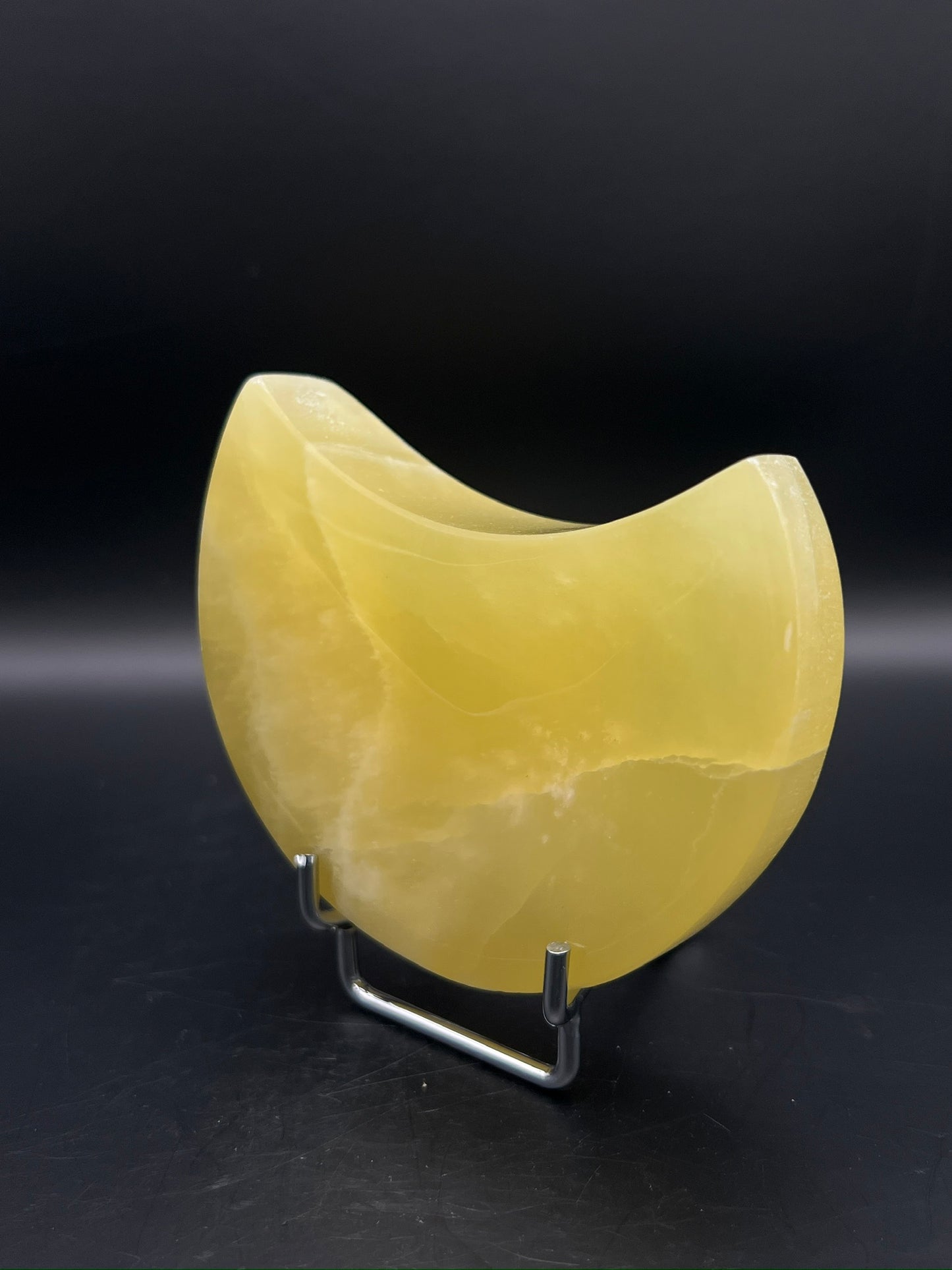 Lemon Calcite Moon Bowl / Carving