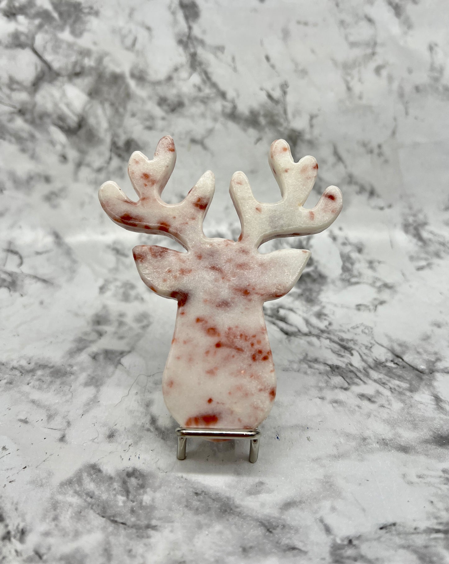 Strawberry Jasper Moose Carving