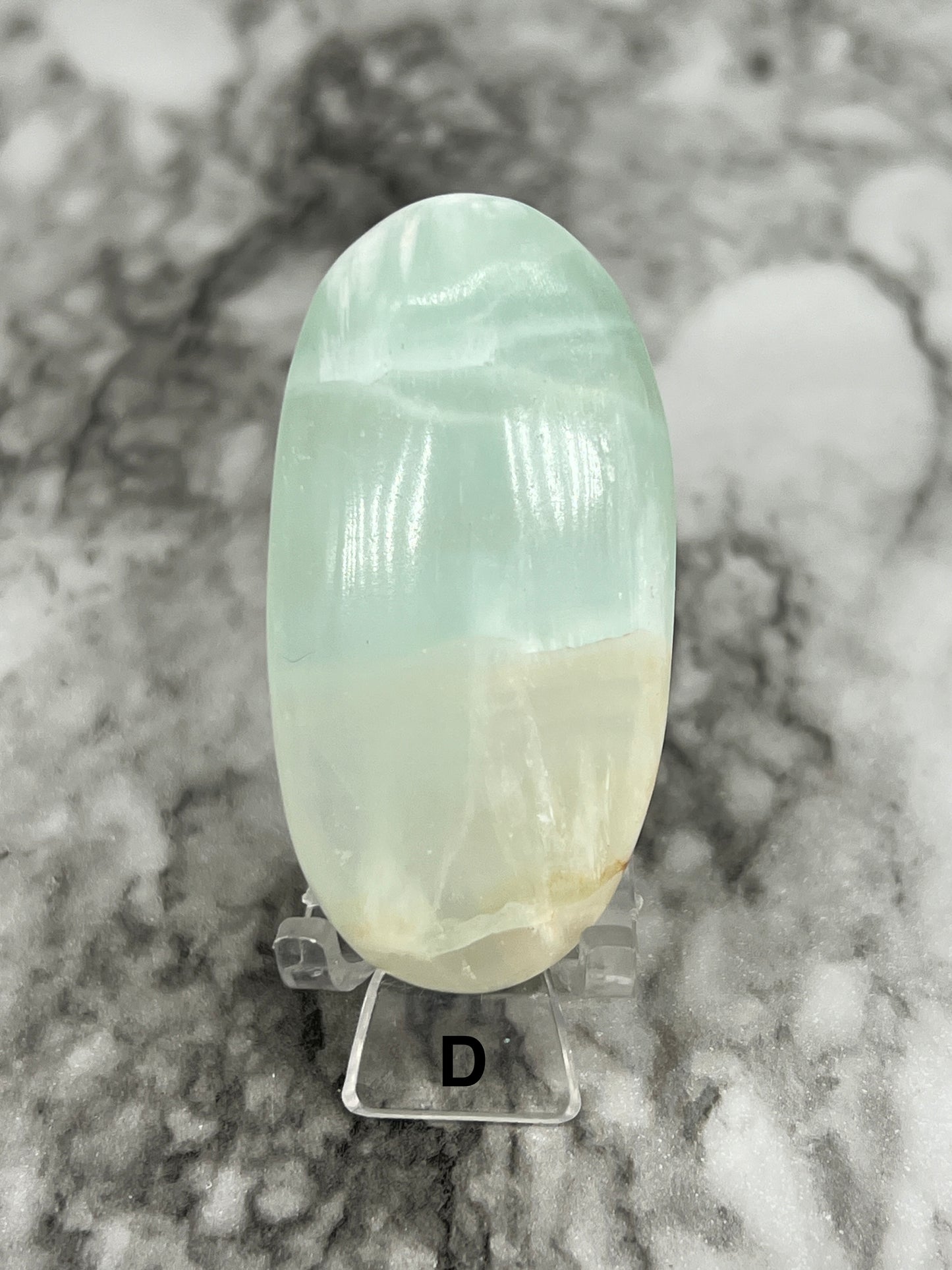 Aqua Caribbean Calcite Transparent Palm π Rainbow Inclusions