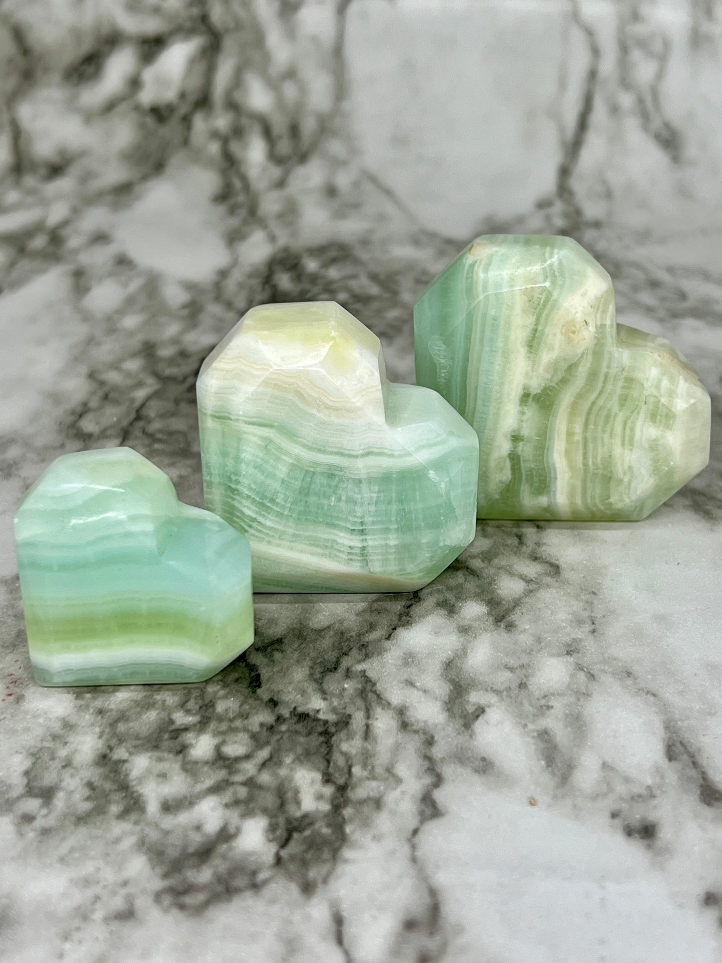 Aqua Caribbean Faceted Calcite Heart