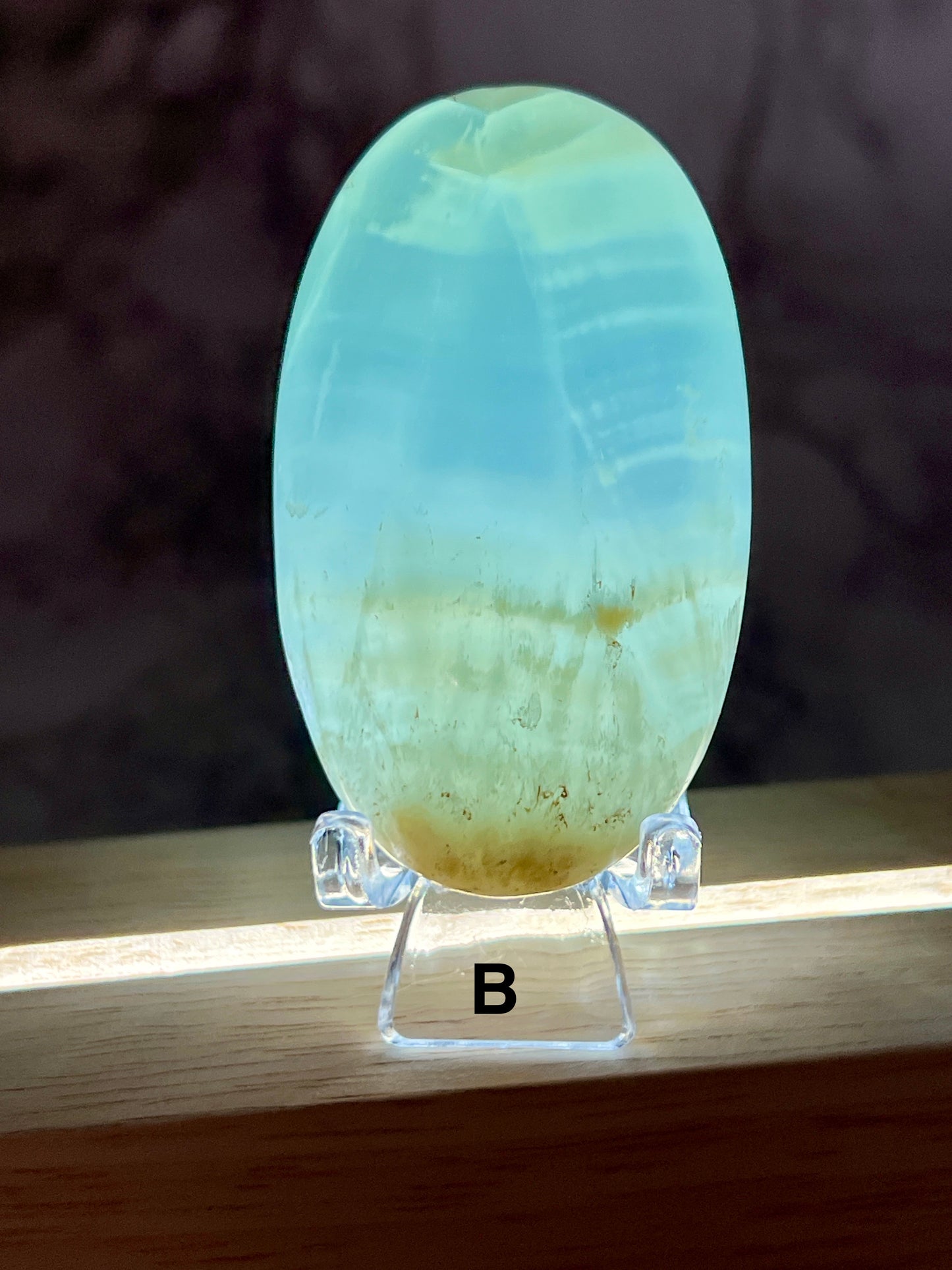Aqua Caribbean Calcite Transparent Palm π Rainbow Inclusions