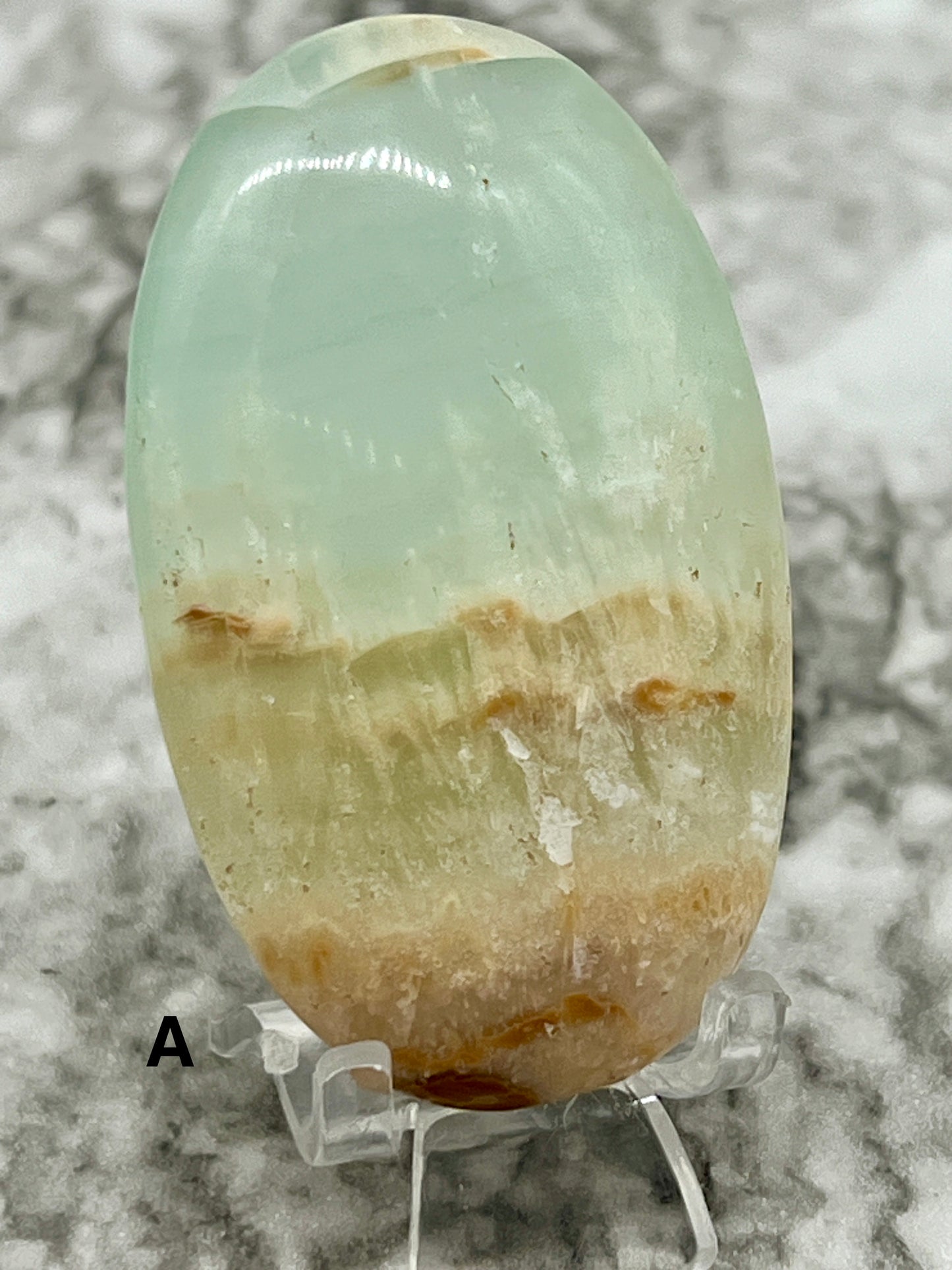 Aqua Caribbean Calcite Transparent Palm π Rainbow Inclusions
