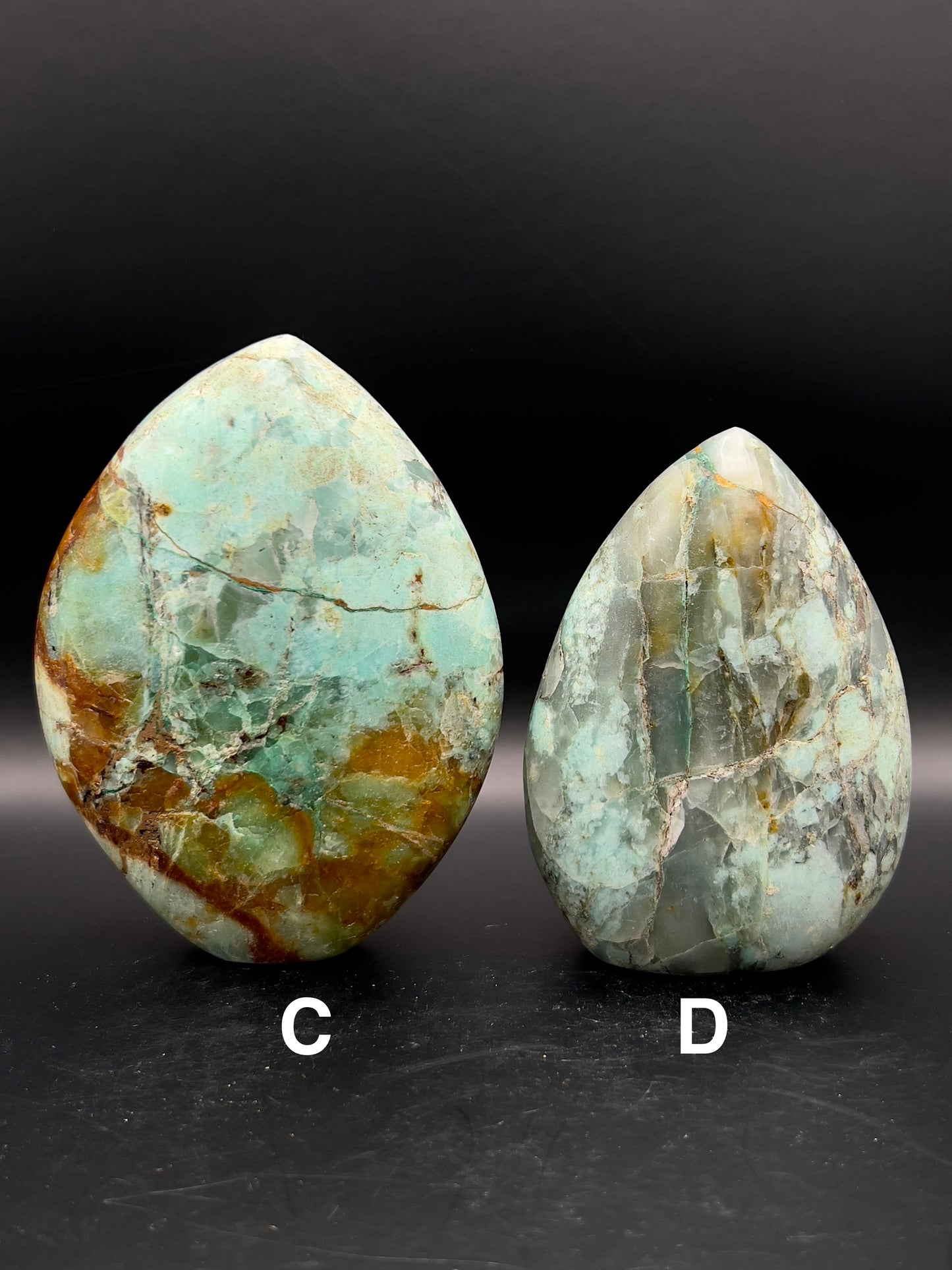 Amazonite & Smokey Quartz Flame Carving / Freeform