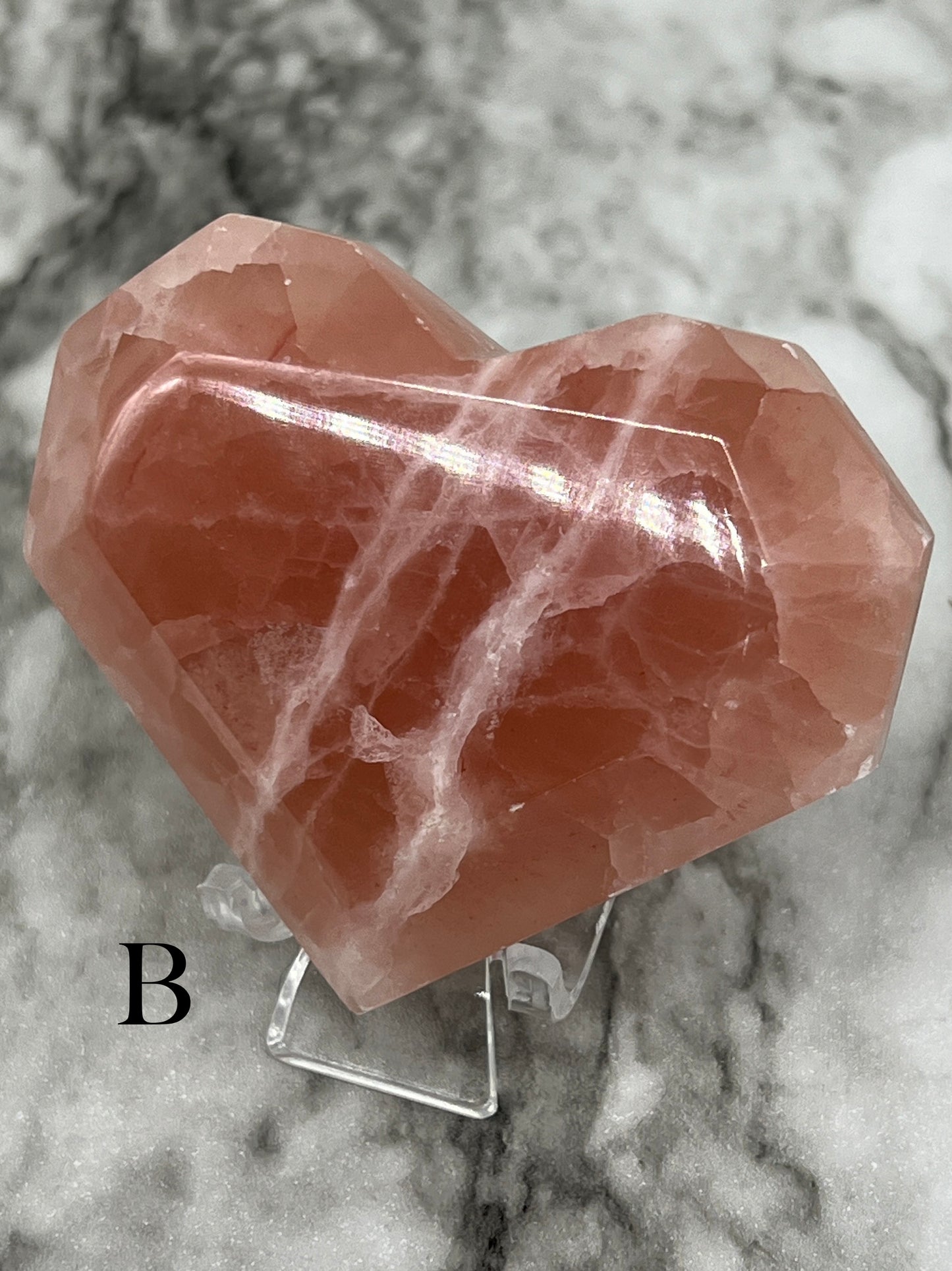 Rose Calcite Faceted Heart