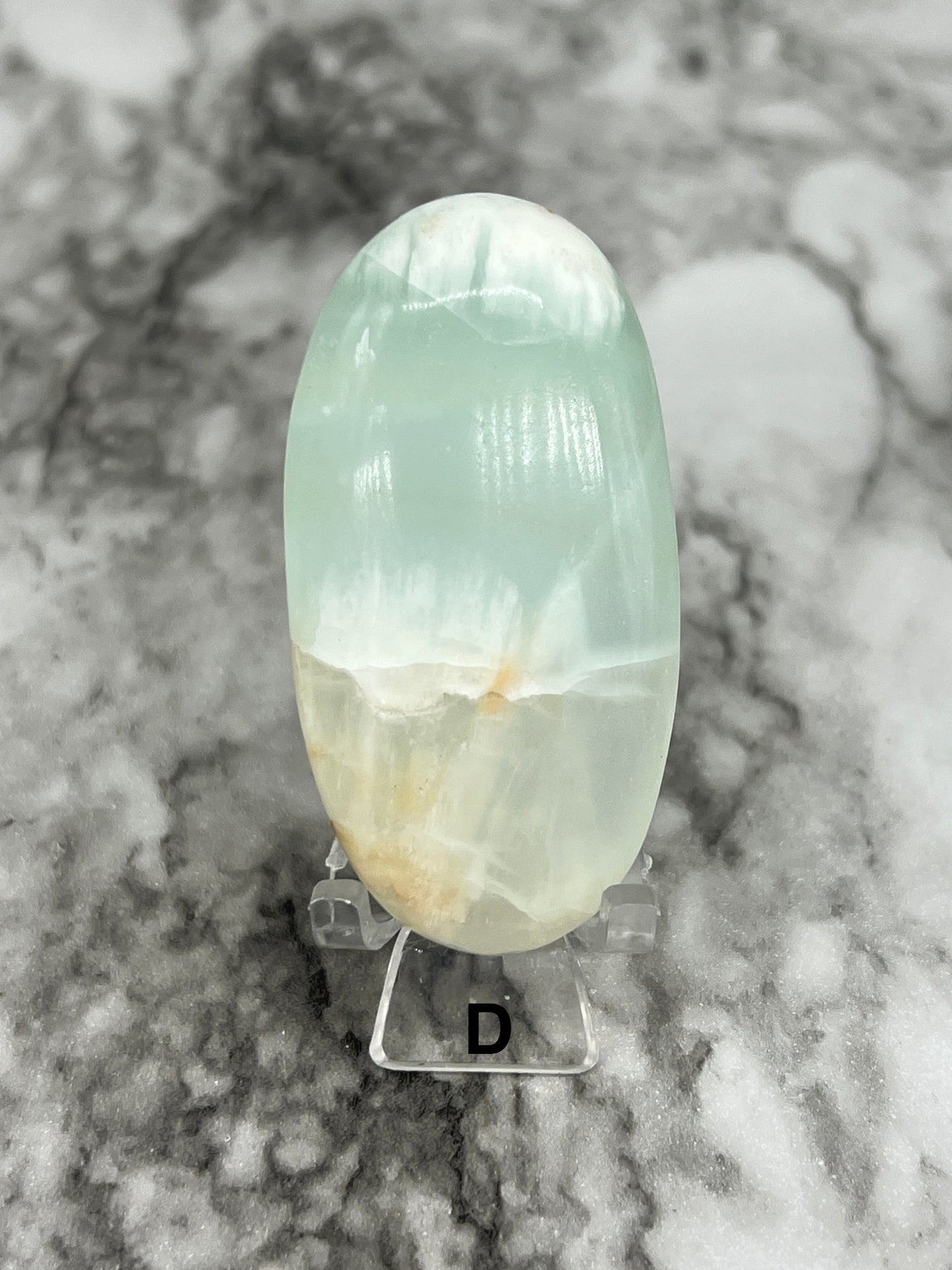 Aqua Caribbean Calcite Transparent Palm π Rainbow Inclusions