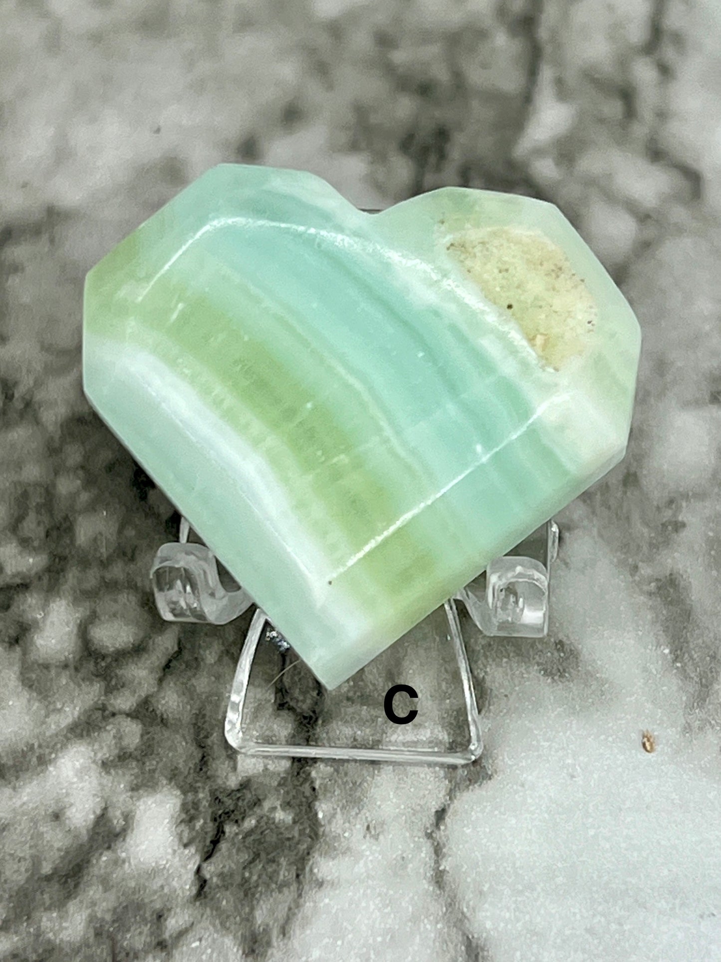 Aqua Caribbean Faceted Calcite Heart