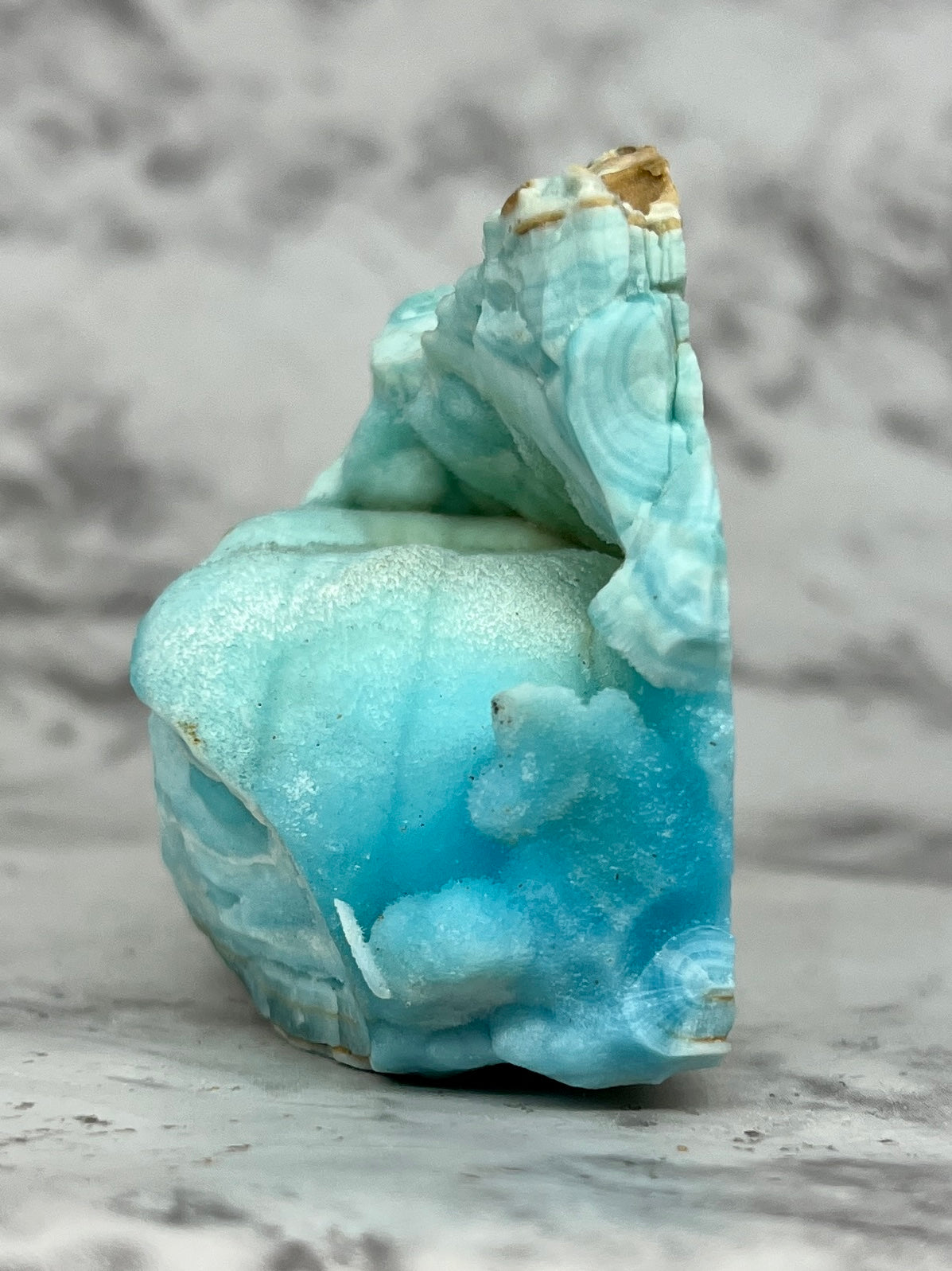 Blue Aragonite Specimen with a Druzy Cave