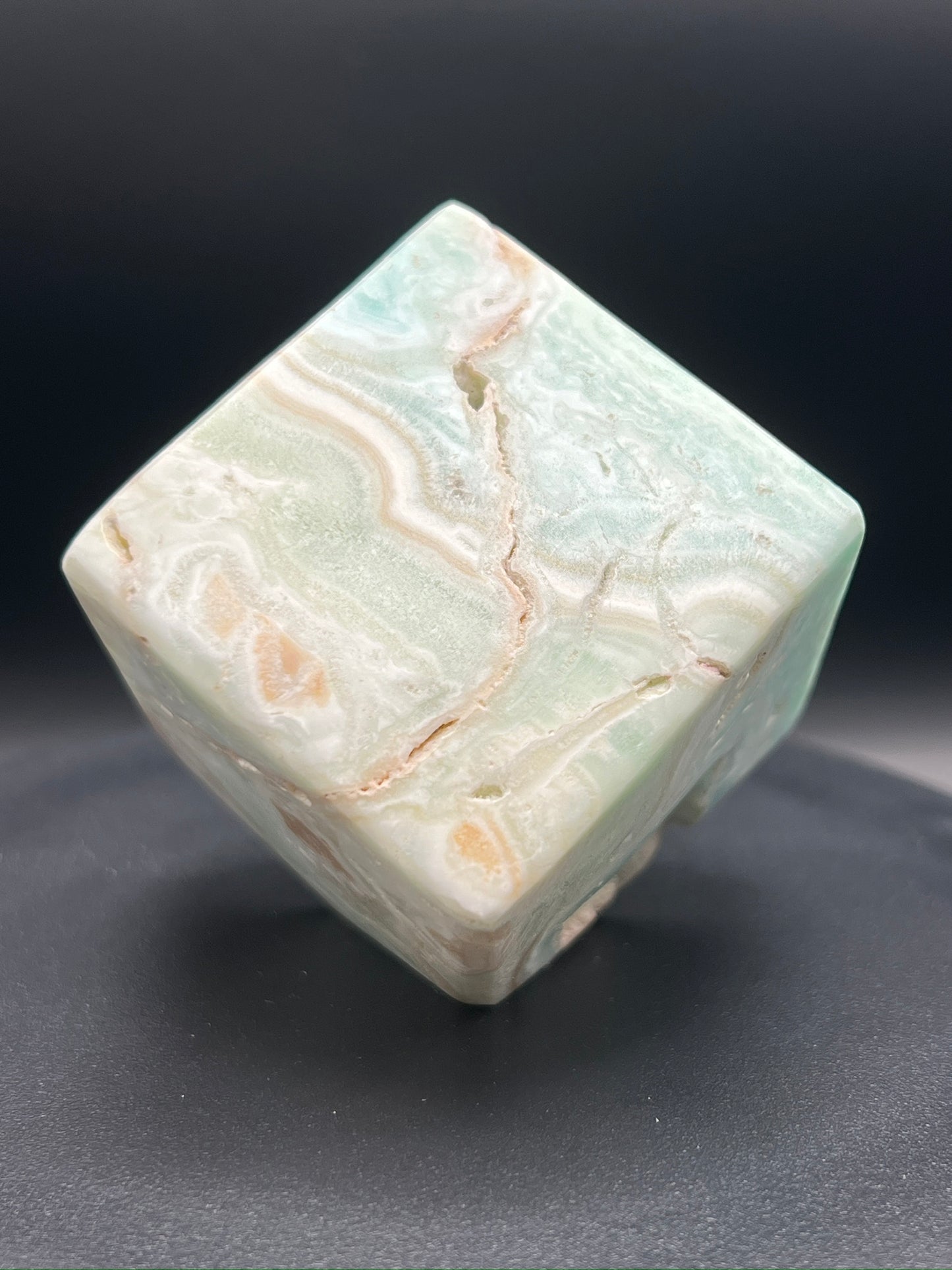 Blue Aragonite Cube Carving