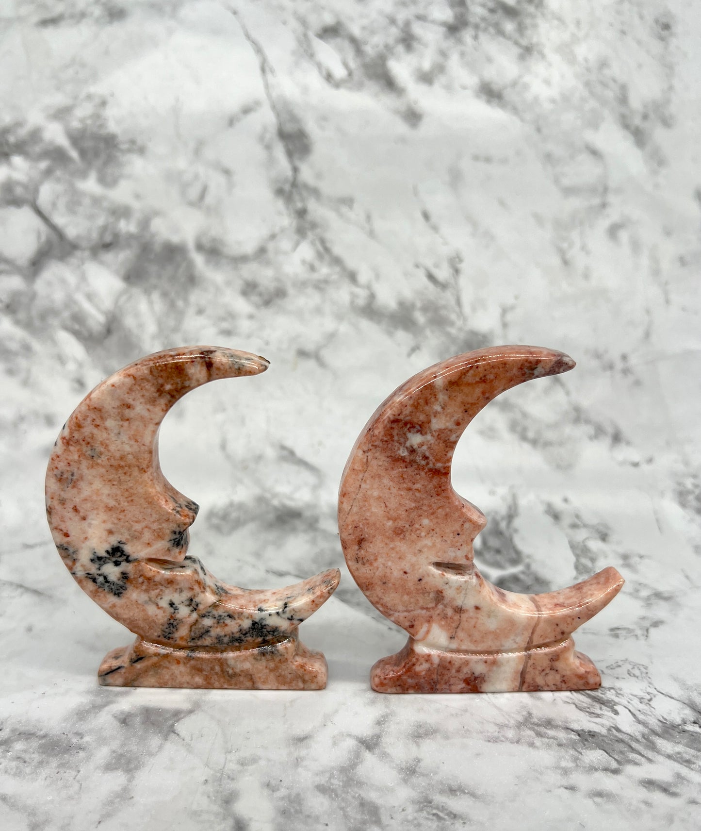 Strawberry Jasper Moon Carving
