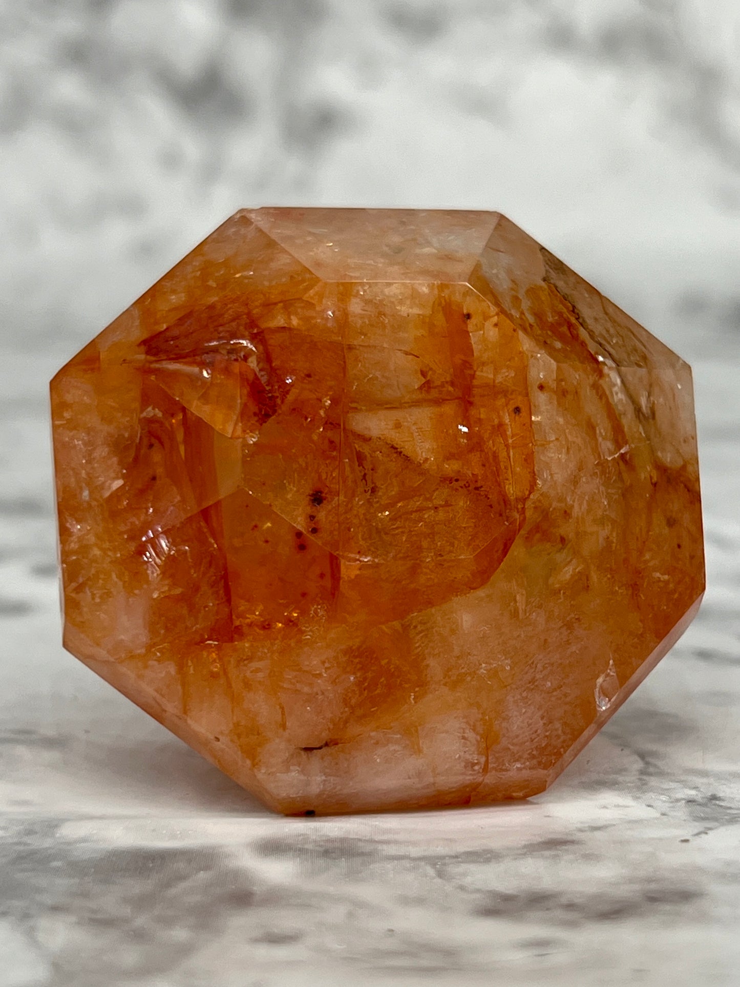Fire Quartz Diamond Carving π Rainbow Inclusions