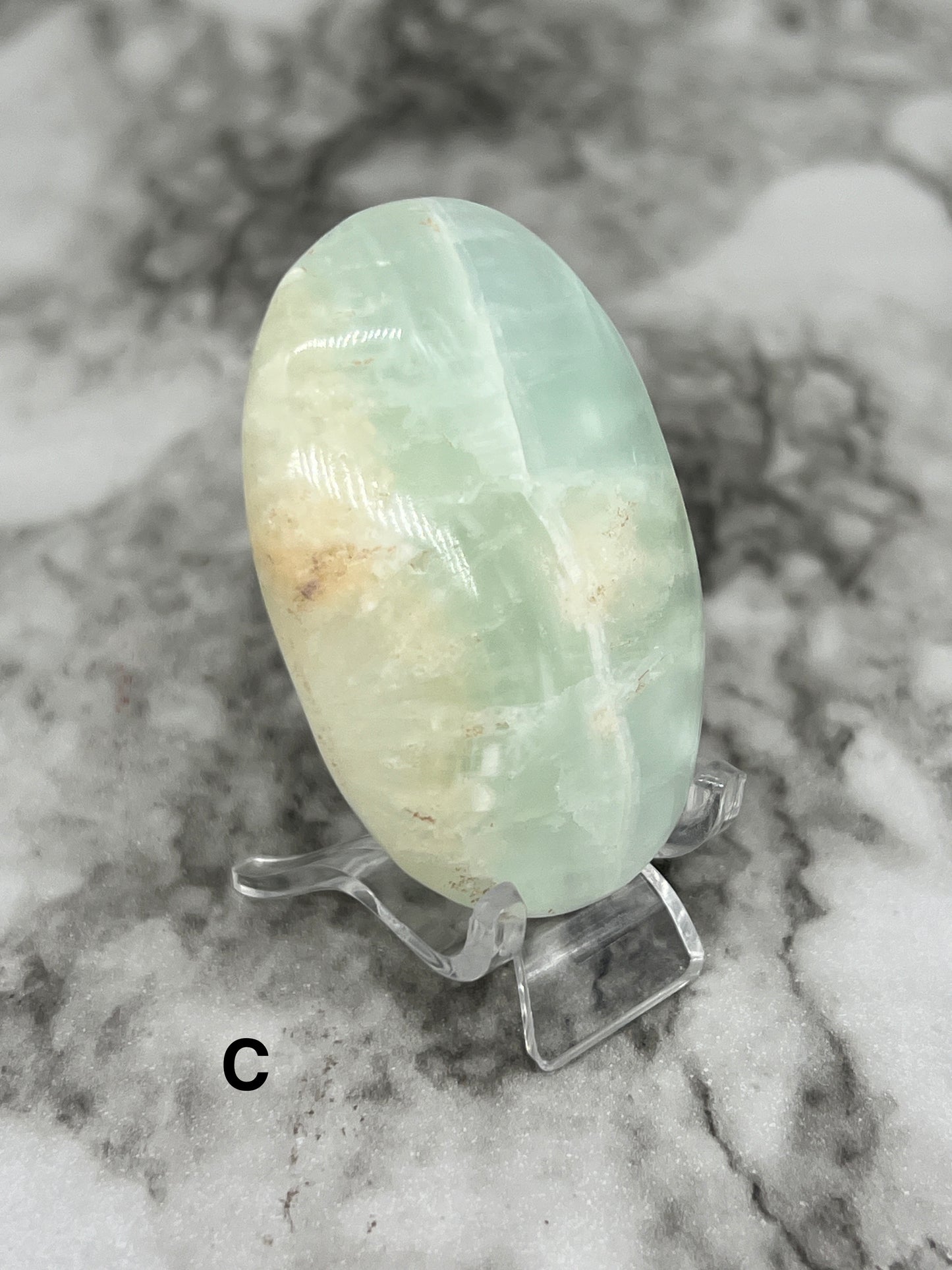 Aqua Caribbean Calcite Transparent Palm π Rainbow Inclusions