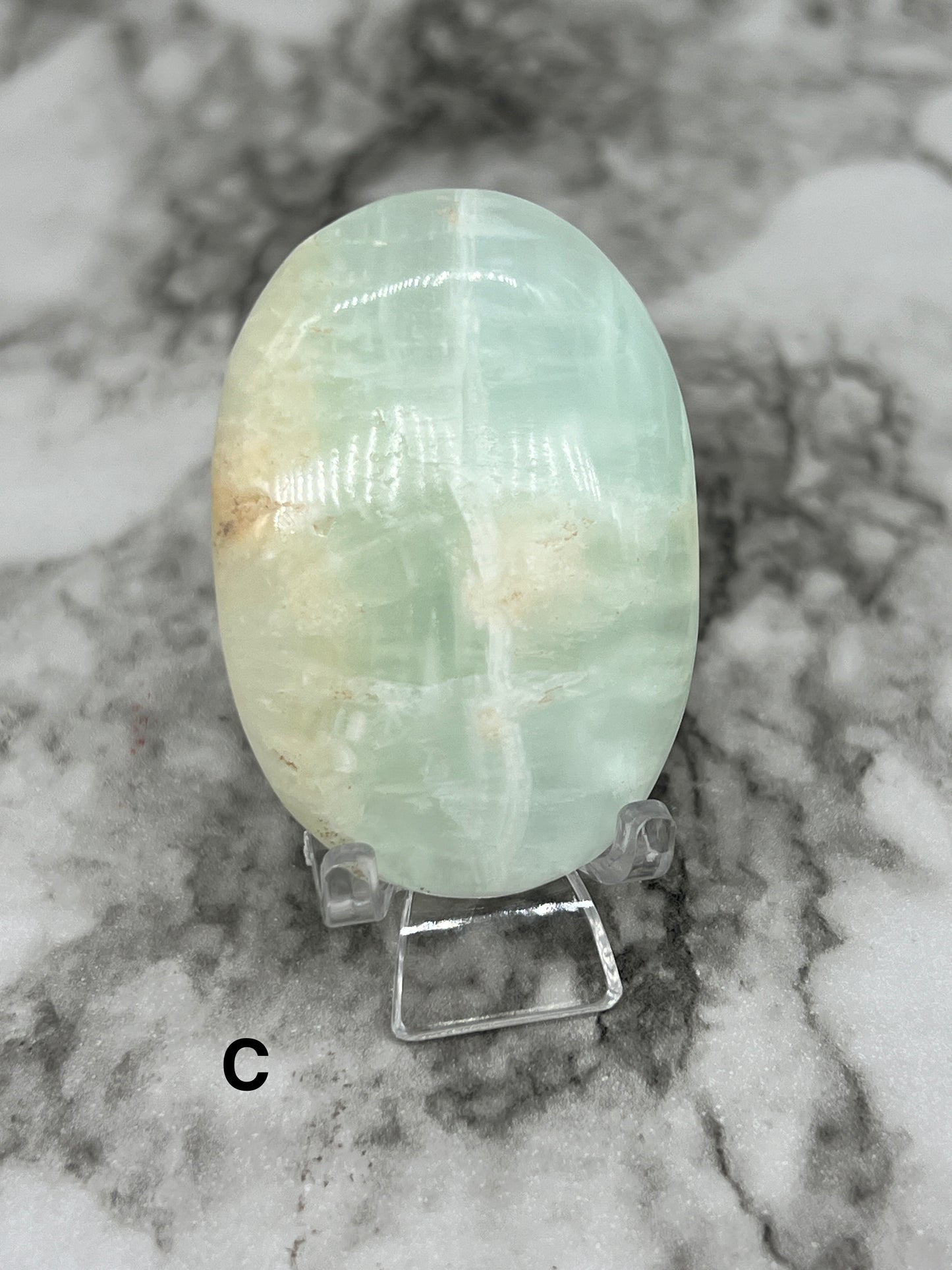 Aqua Caribbean Calcite Transparent Palm π Rainbow Inclusions