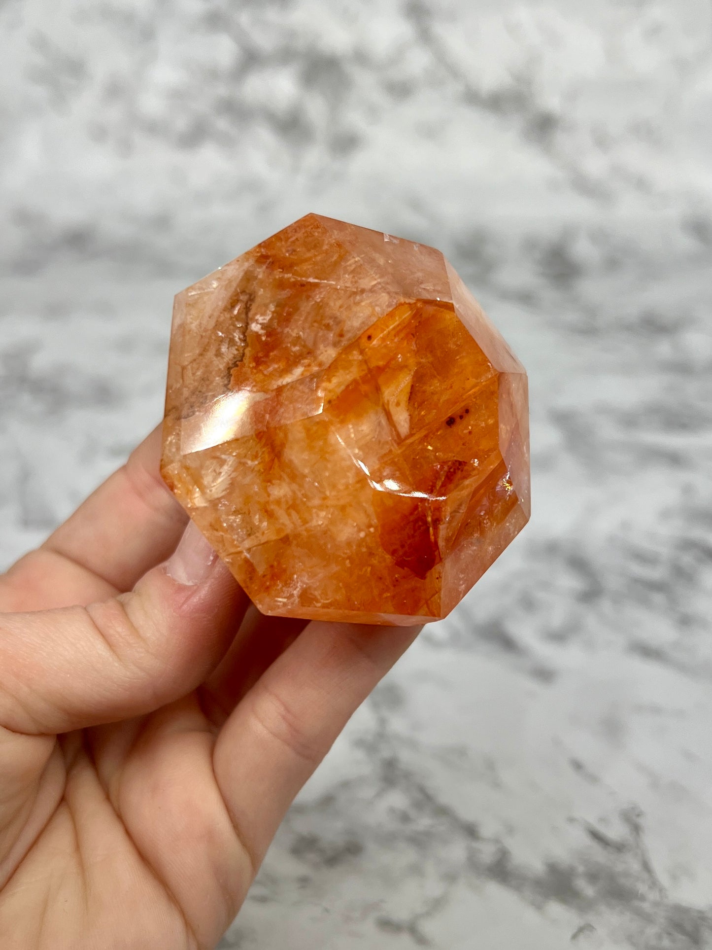 Fire Quartz Diamond Carving π Rainbow Inclusions