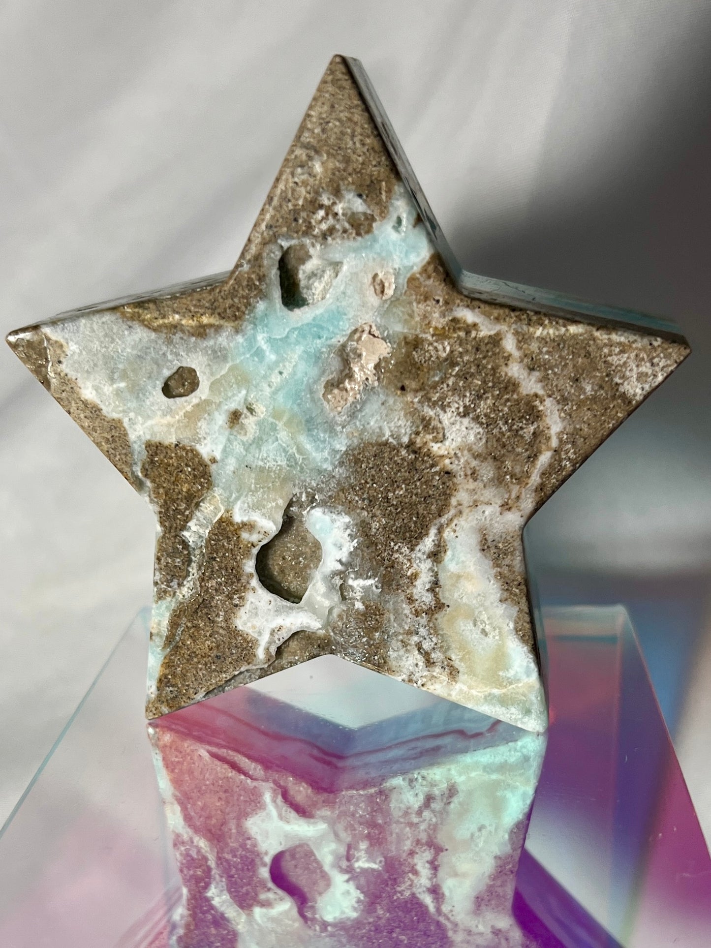 Blue Aragonite Star Carving