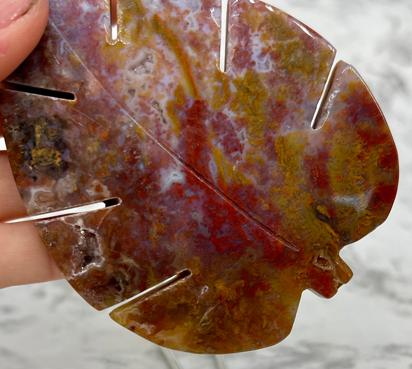 Ocean Jasper Leaf Carving