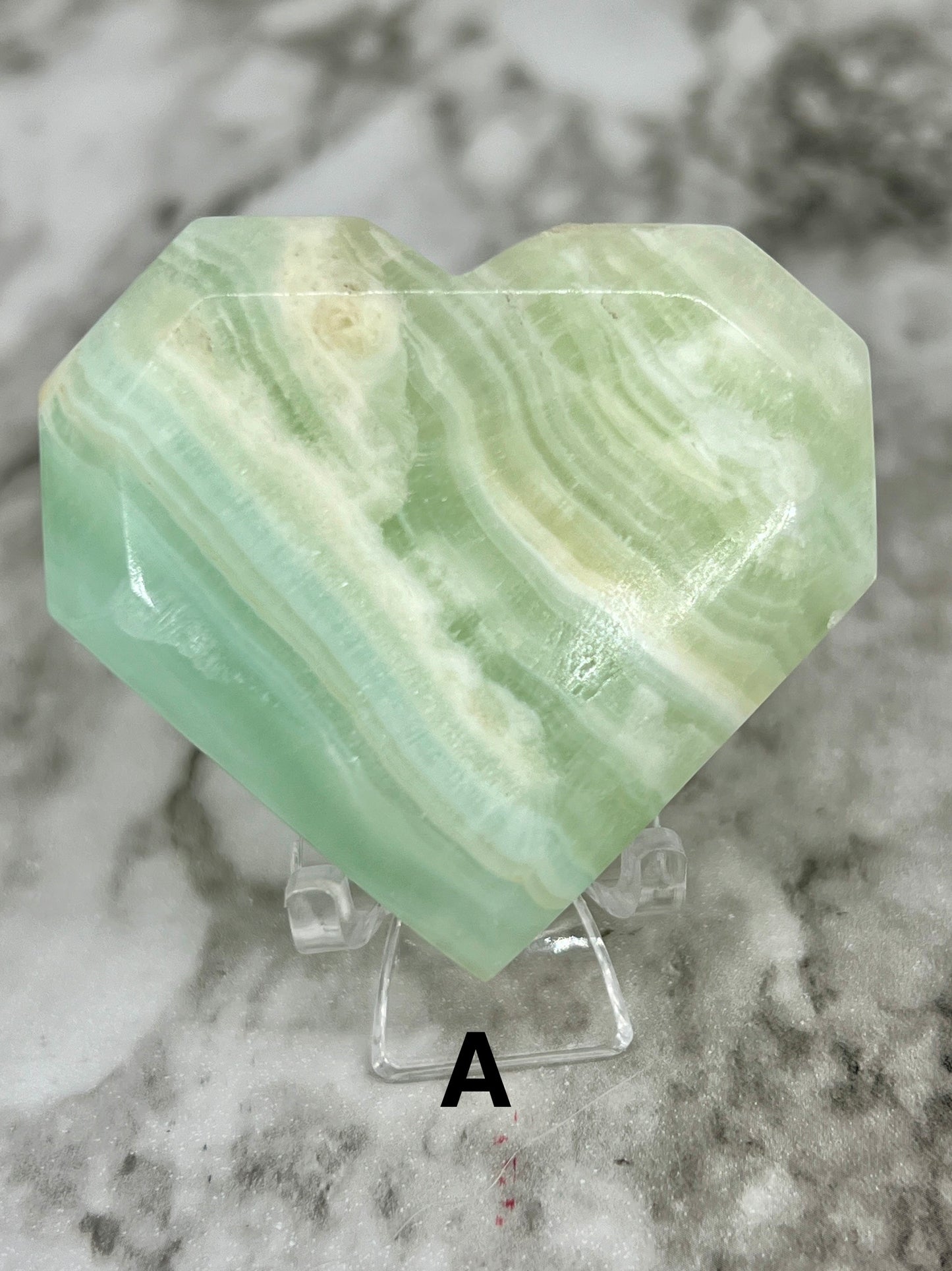 Aqua Caribbean Faceted Calcite Heart