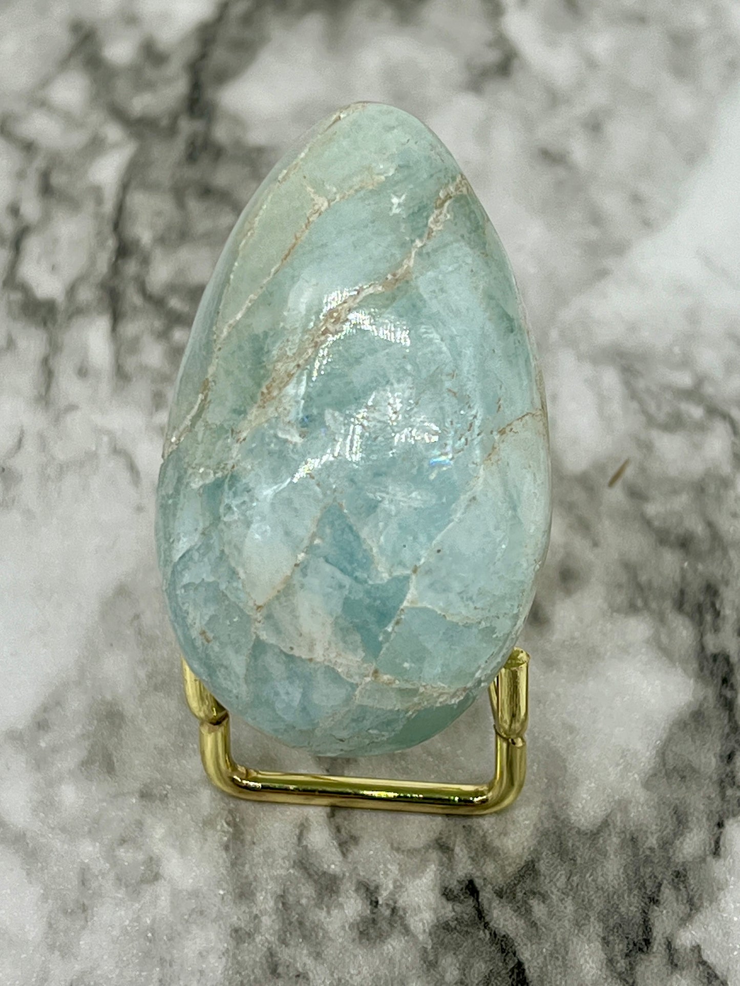 Aquamarine Egg Carving π Rainbow Inclusions