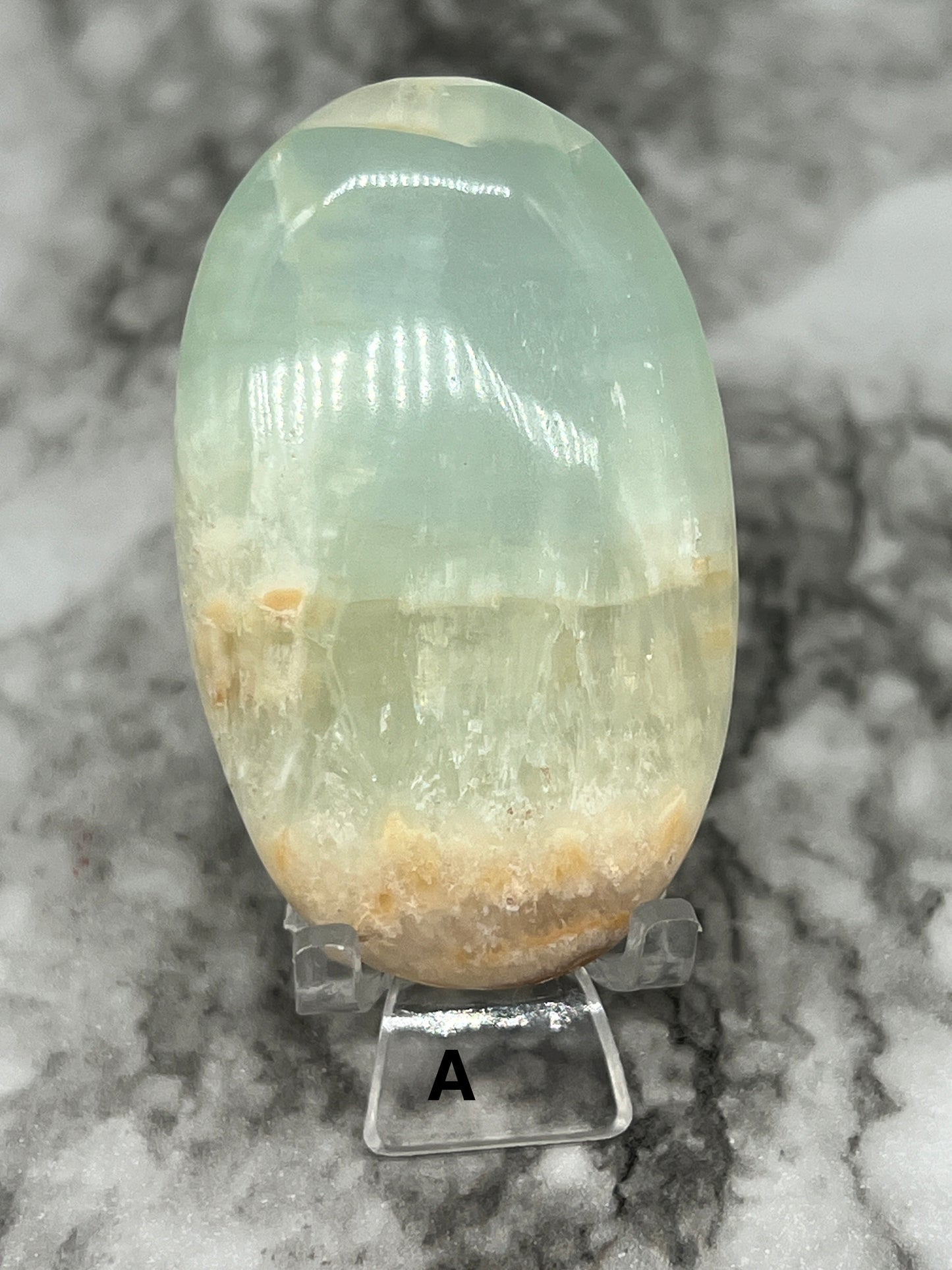 Aqua Caribbean Calcite Transparent Palm π Rainbow Inclusions