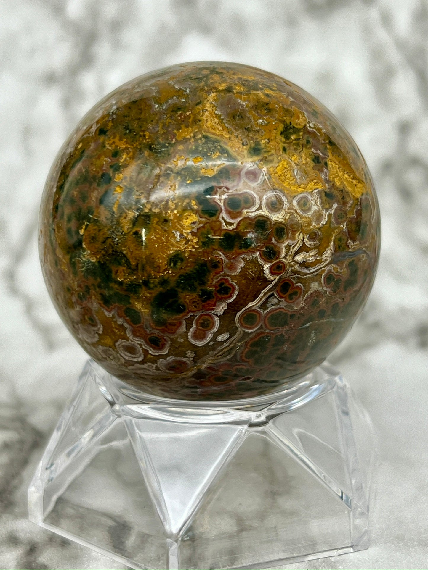 Orbicular Ocean Jasper Sphere