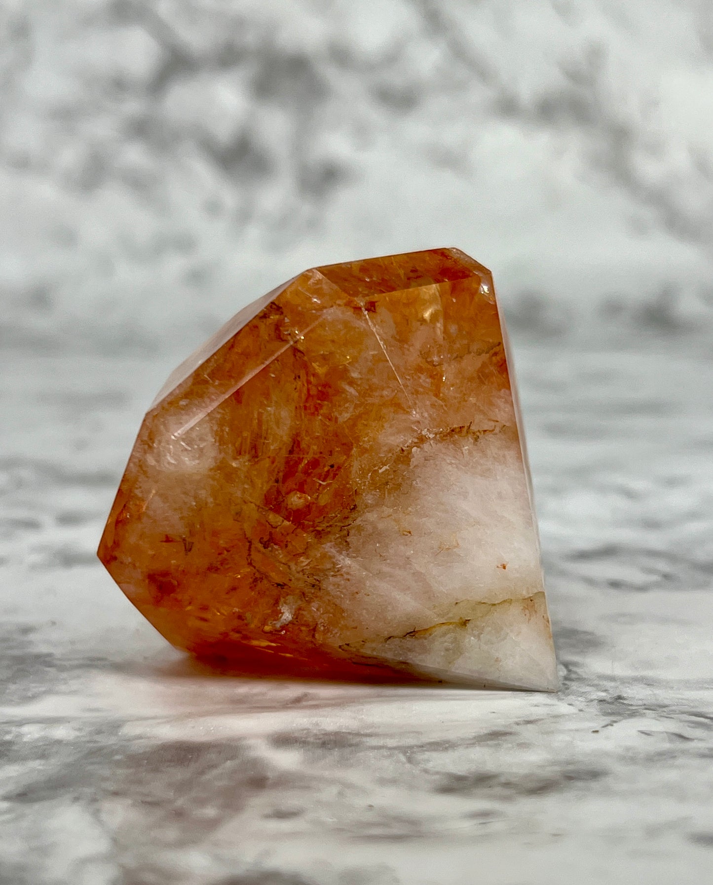 Fire Quartz Diamond Carving π Rainbow Inclusions
