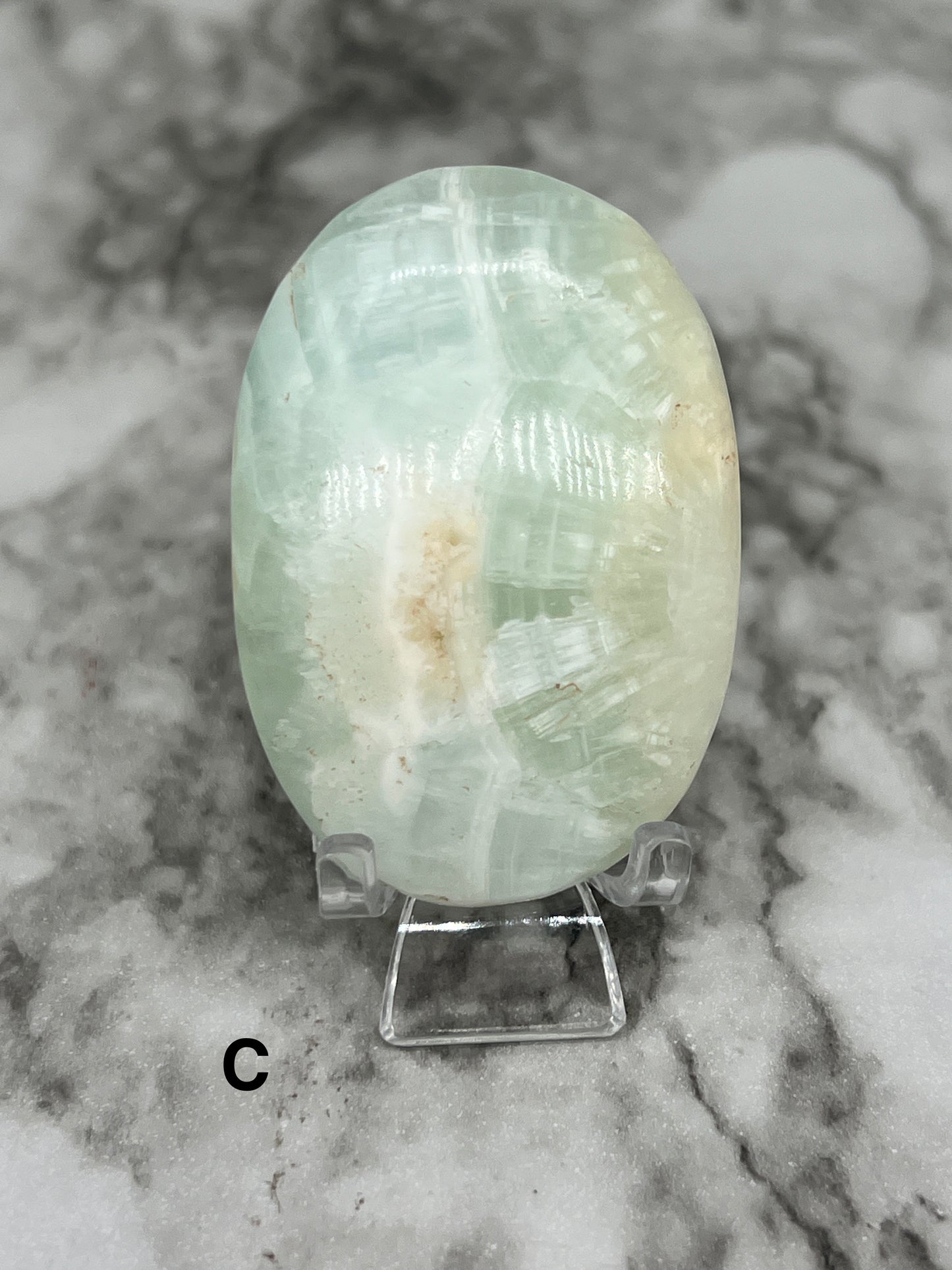 Aqua Caribbean Calcite Transparent Palm π Rainbow Inclusions