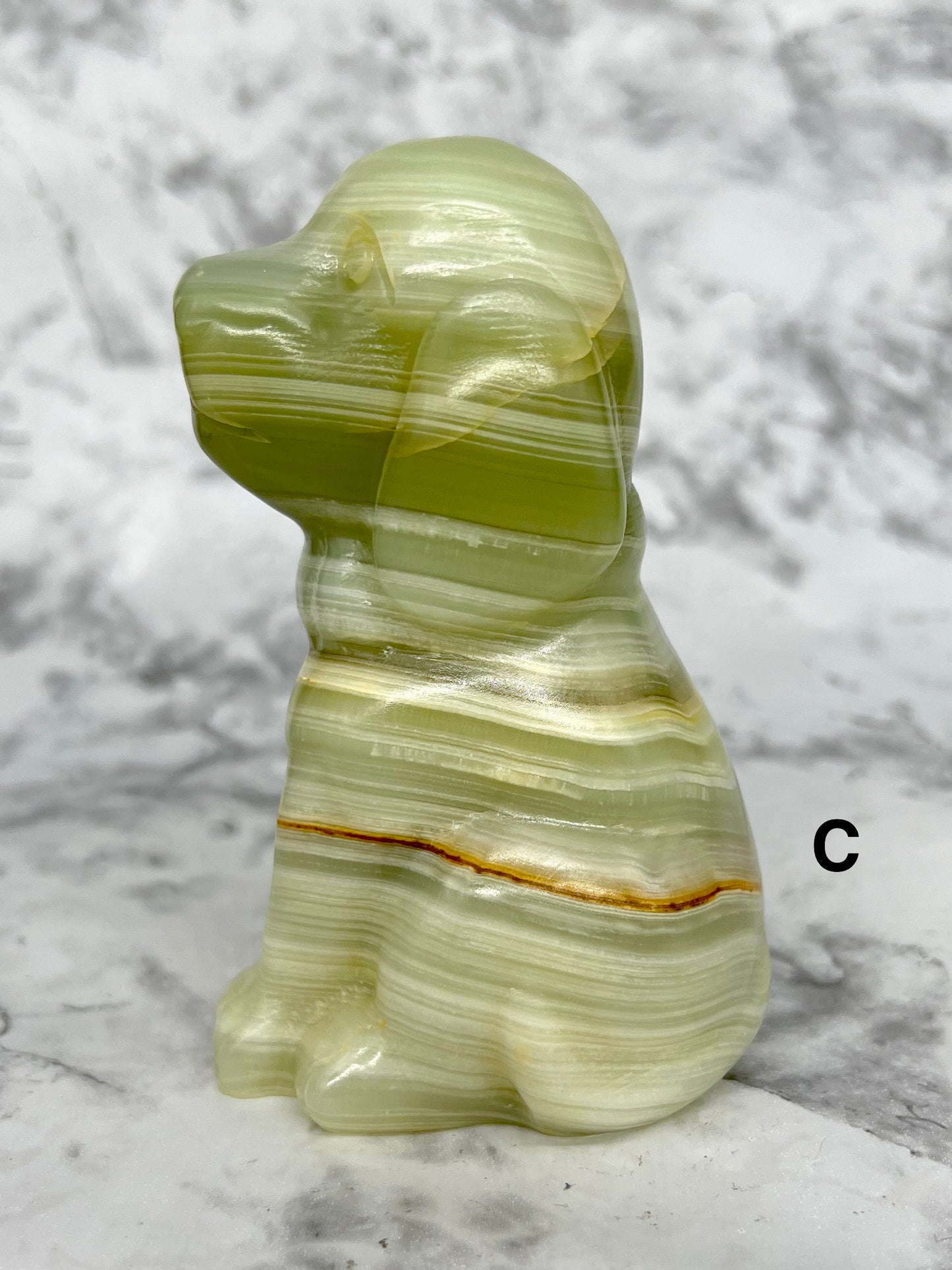 Green Onyx Dog Carving