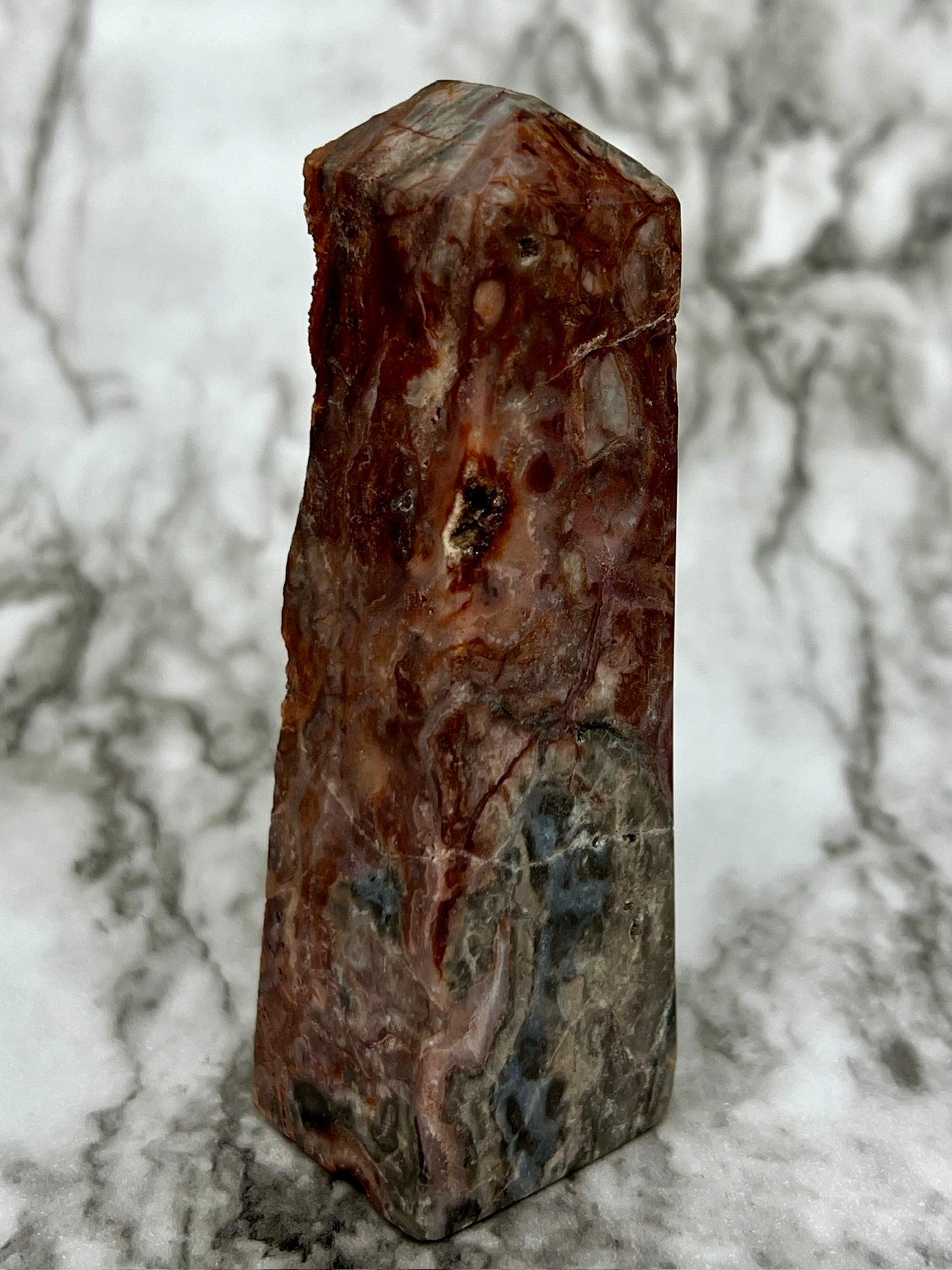 Red Druzy Sphalerite & Quartz Tower