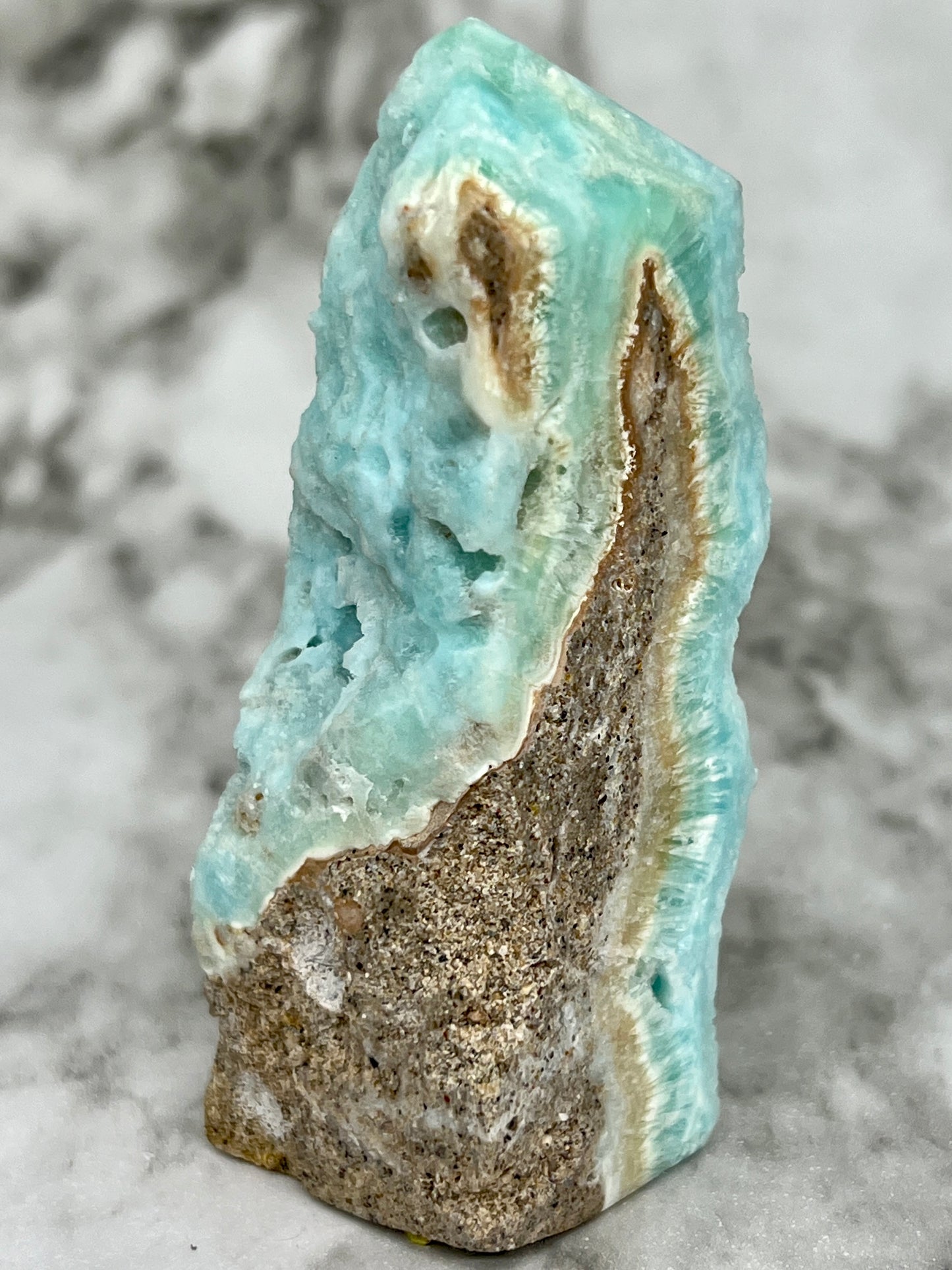 Blue Aragonite Specimen Tower