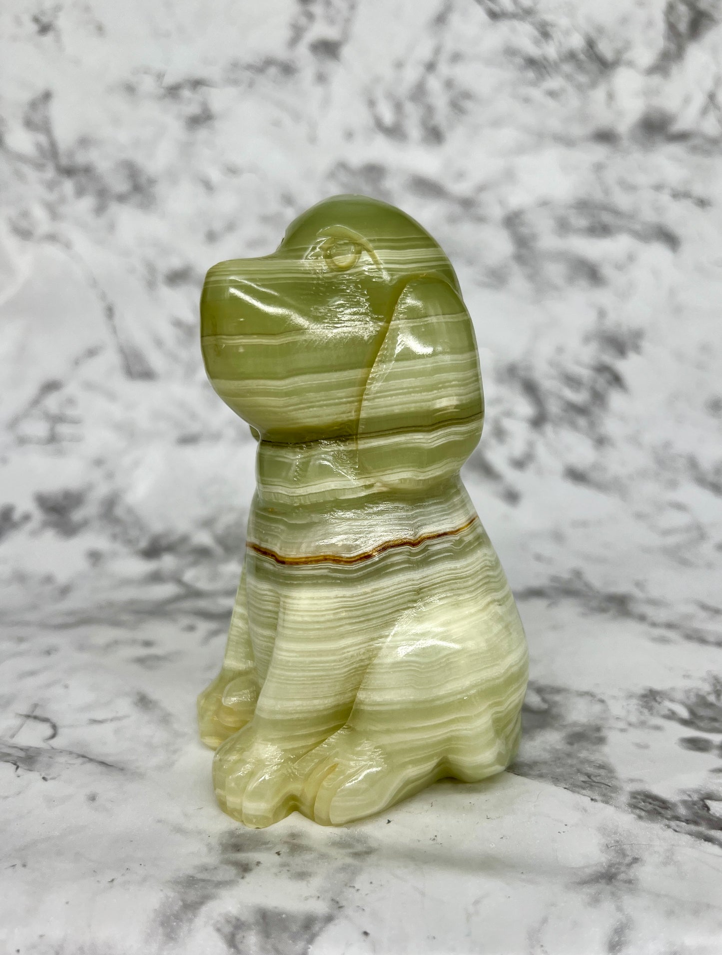 Green Onyx Dog Carving