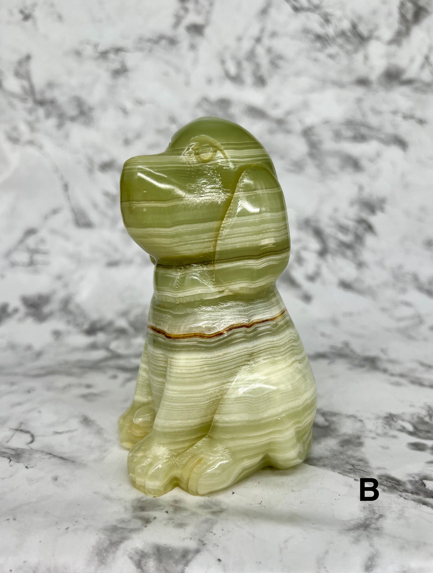 Green Onyx Dog Carving