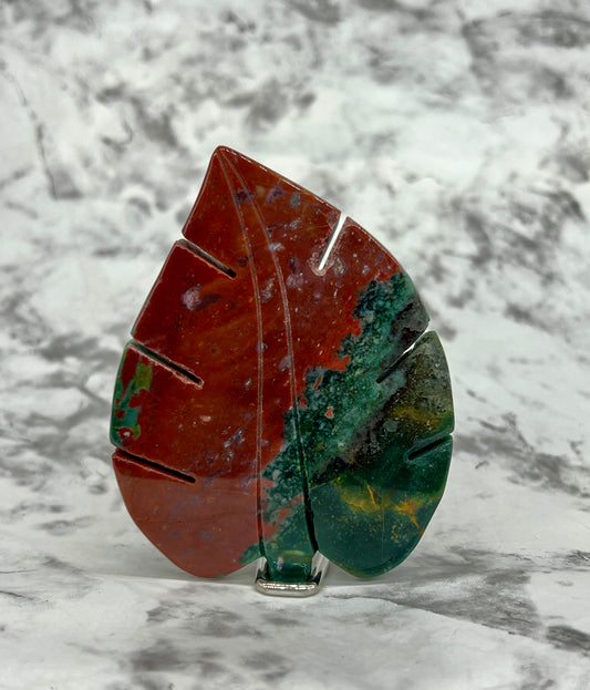 Ocean Jasper Leaf Carving