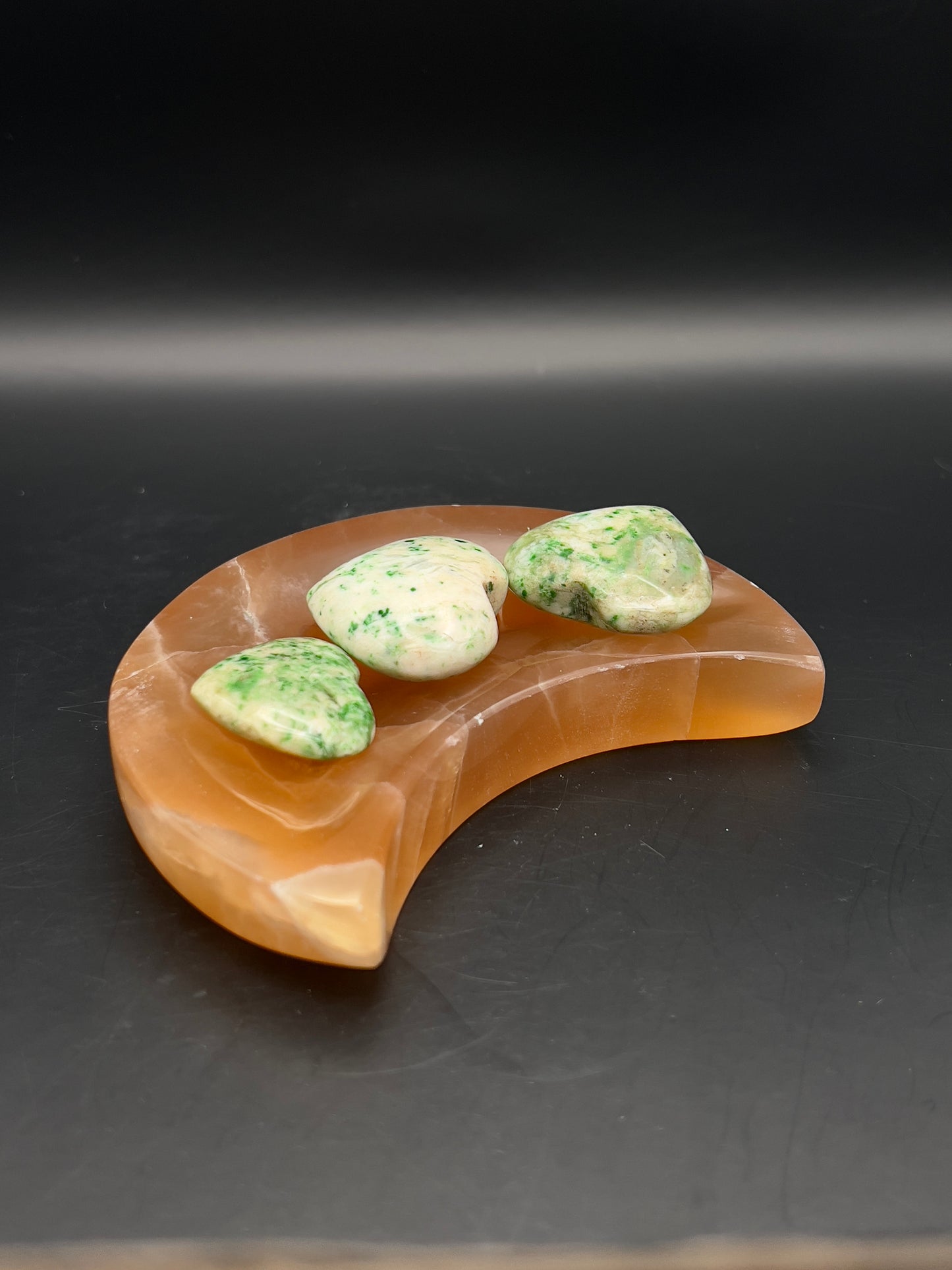 Honey Calcite Moon Bowl / Carving