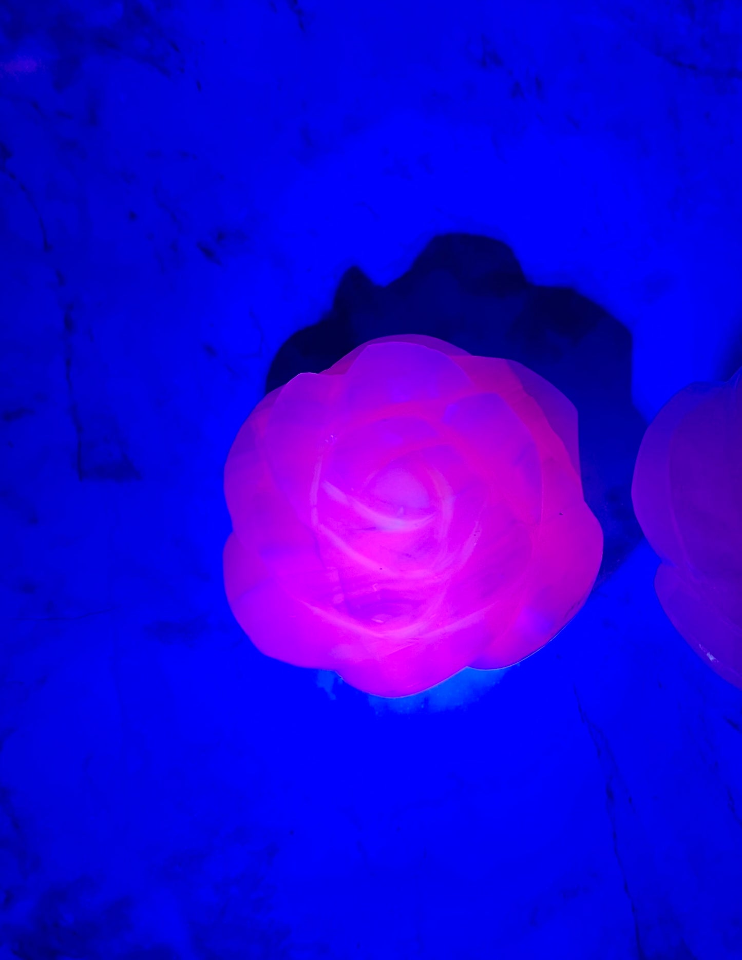 UV-Reactive Pink Mangano Rose Carving