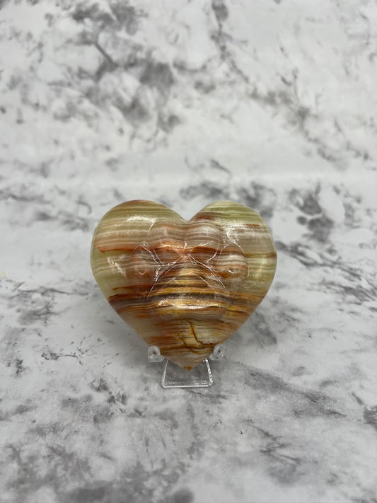 Onyx Heart with Paw Carving