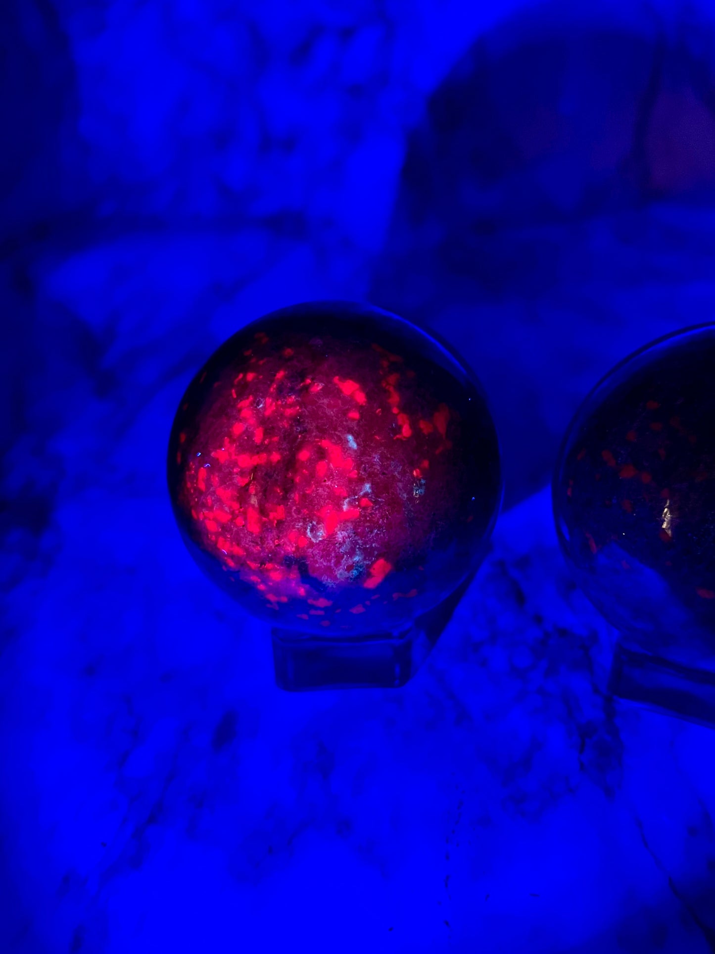 UV-Reactive Ruby Fuchsite Sphere