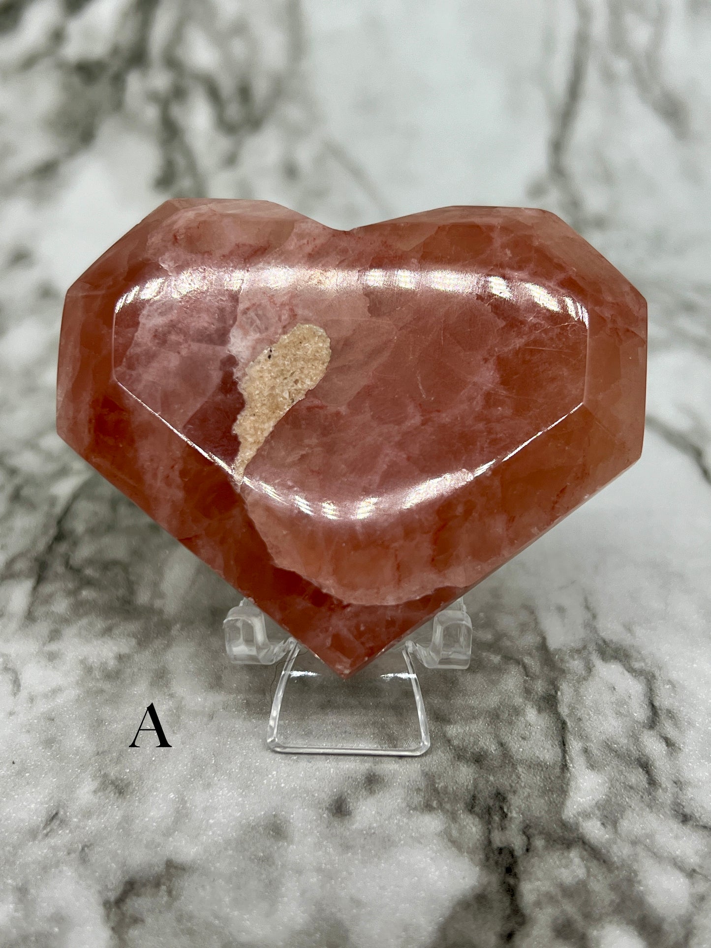 Rose Calcite Faceted Heart