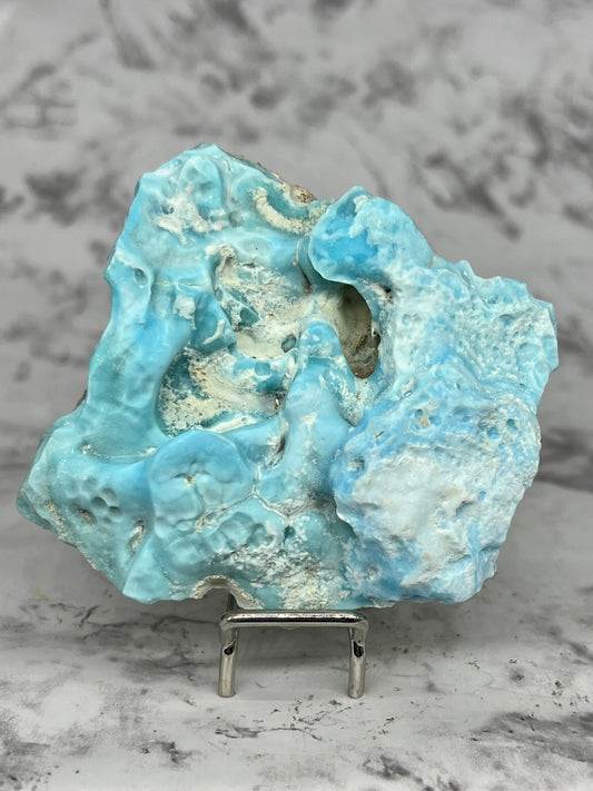 Blue Aragonite Specimen with Druzy Small Pockets