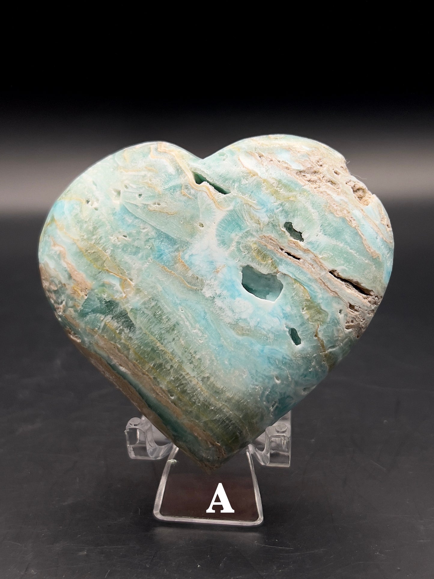 High Grade Blue Aragonite and Smithsonite Heart