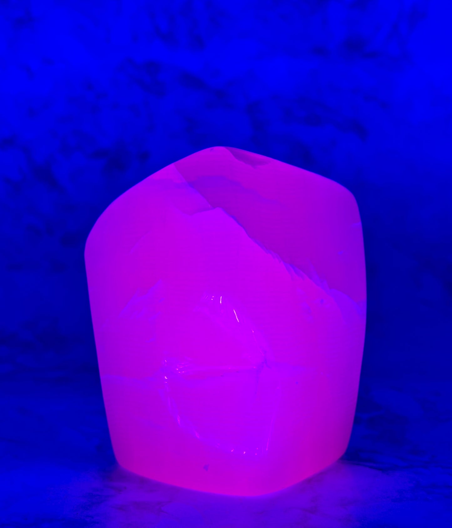 UV-Reactive Fingerprint Pink Mangano Calcite Freeform