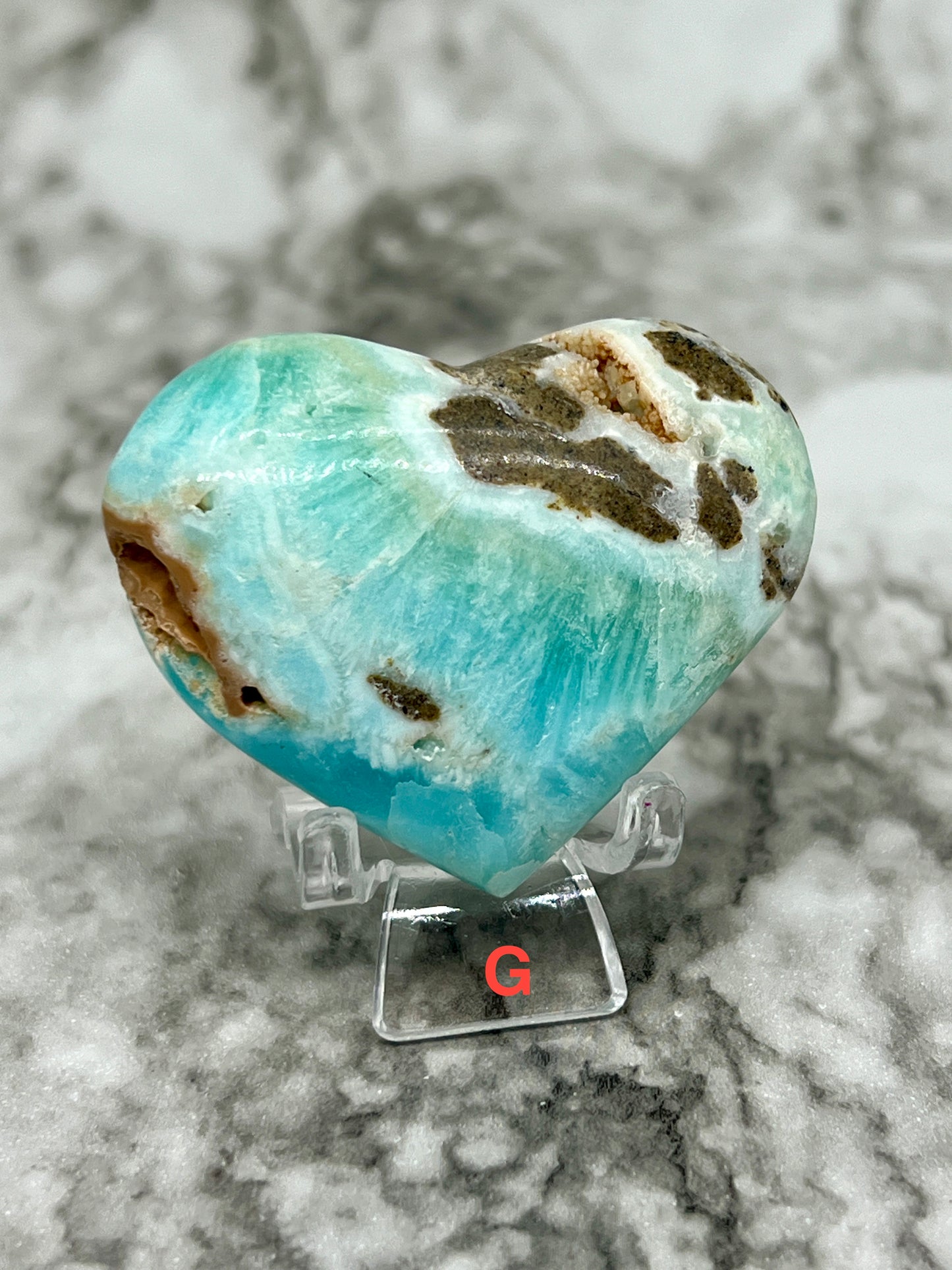 Blue Aragonite & Smithsonite Heart