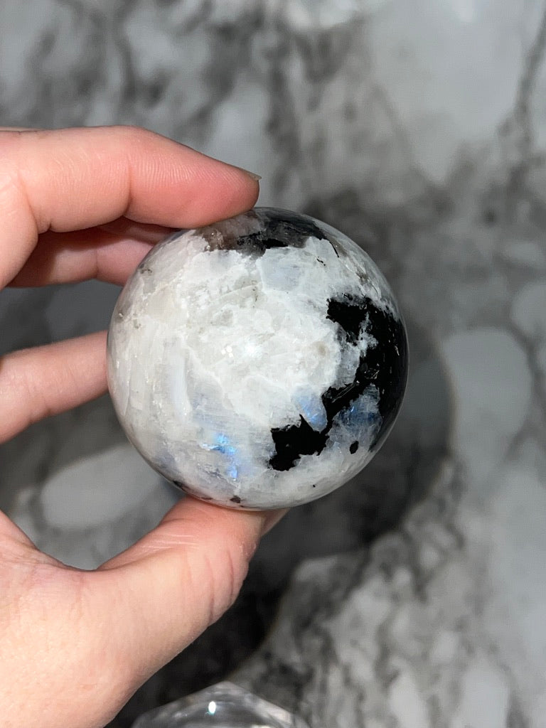 Rainbow / Blue Flash Moonstone Sphere