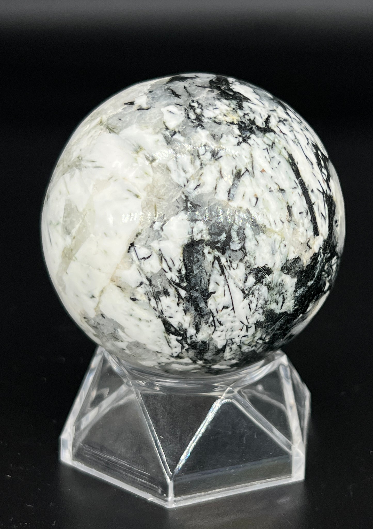 Black Tourmaline with Albite Sphere