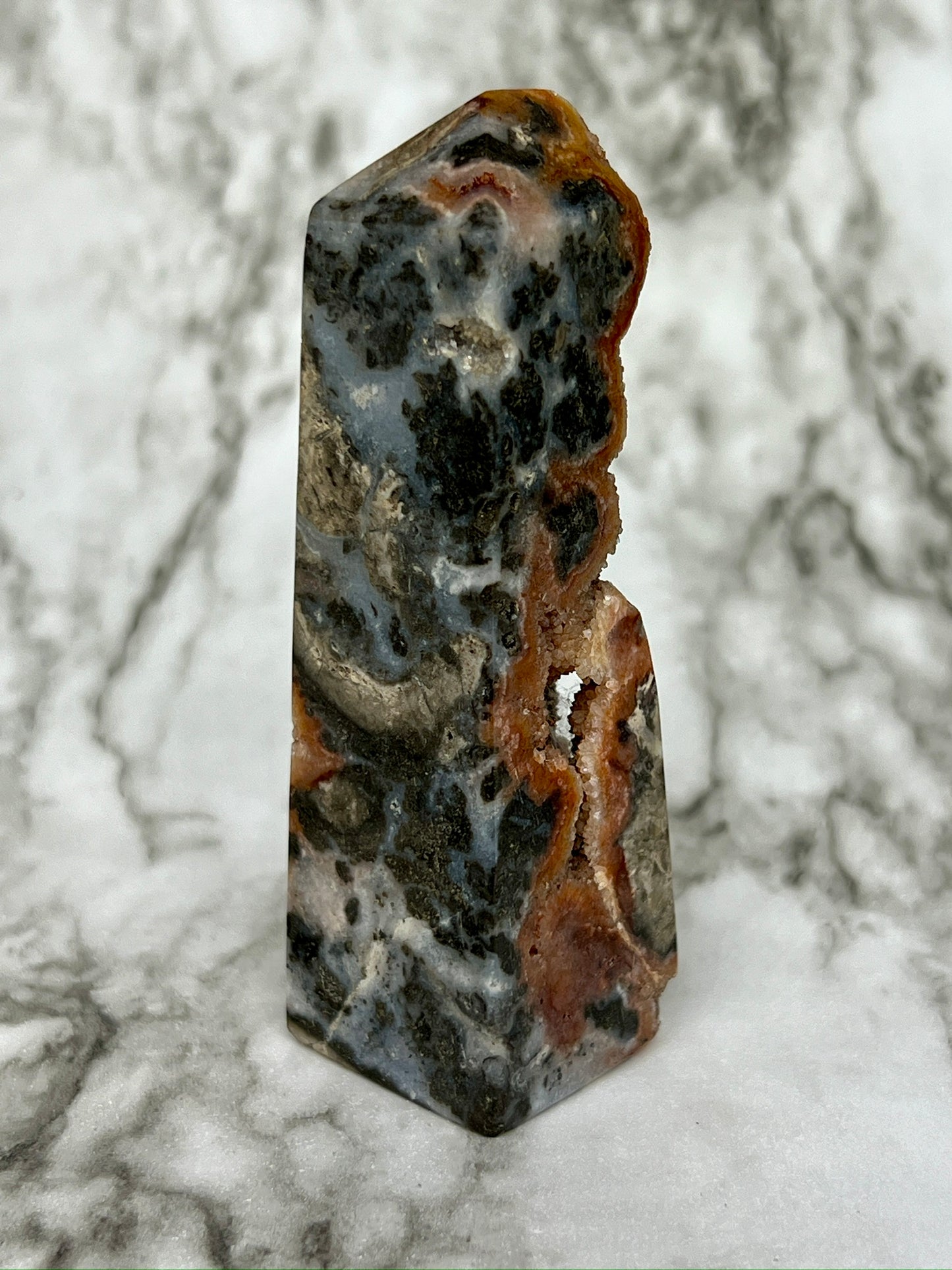 Red Druzy Sphalerite & Quartz Tower