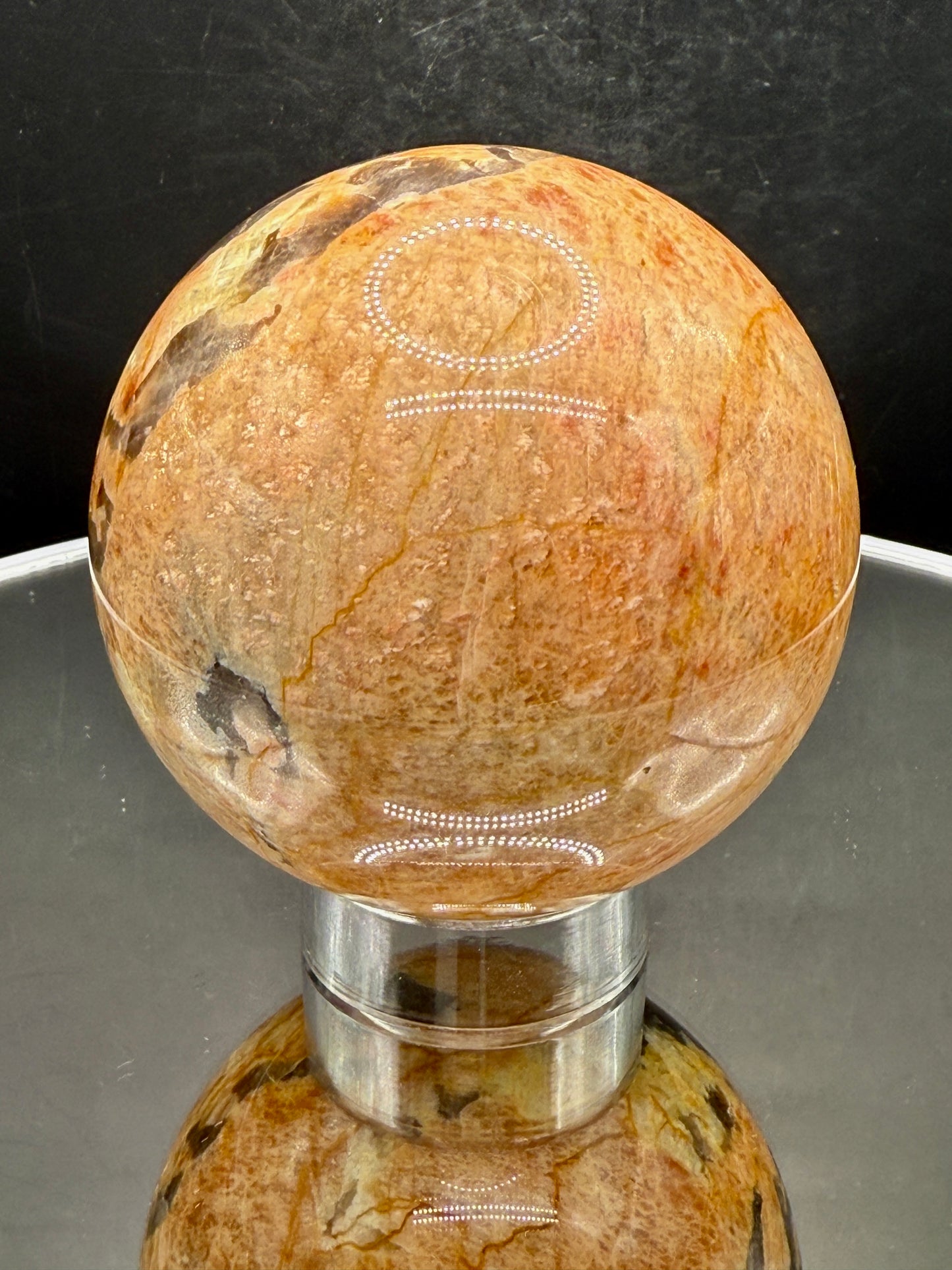 Orange Moonstone and Smokey Quartz Sphere