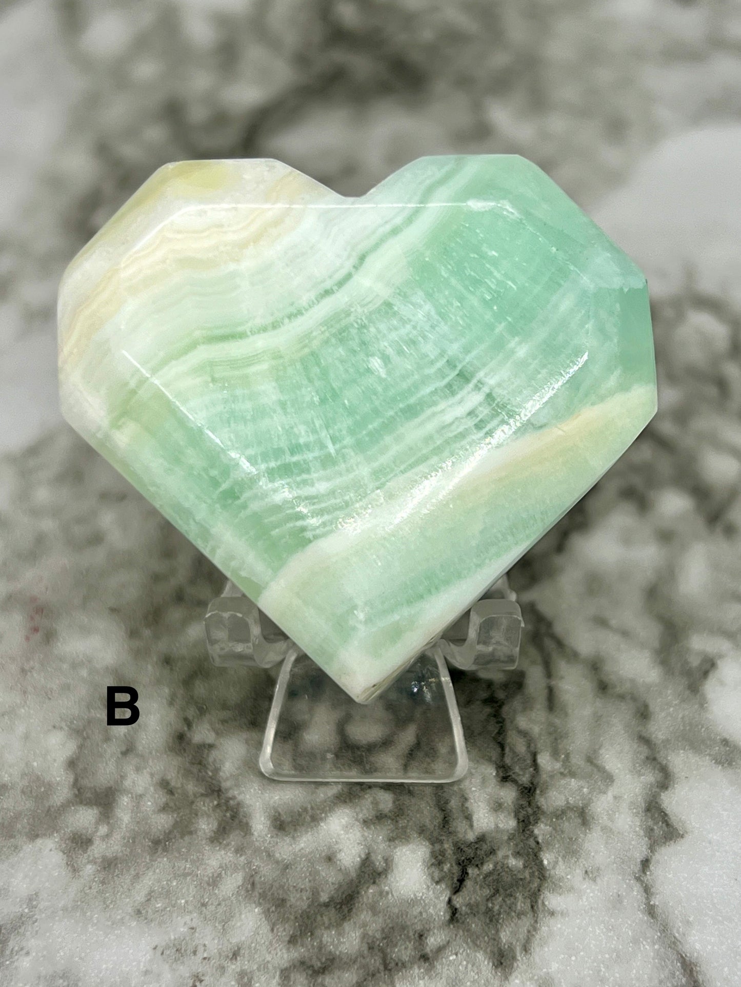 Aqua Caribbean Faceted Calcite Heart